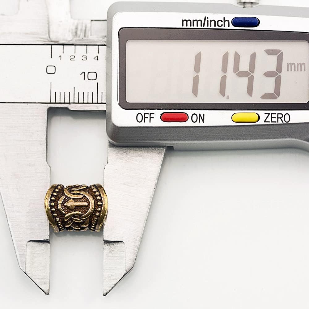 TECEUM Viking Rune Paracord Beads - Handmade Antique Brass Metal Charms for Jewelry Making, DIY Crafts, and Outdoor Survival Gear - Perfect for Bracelets, Keychains, and Backpack Accessories