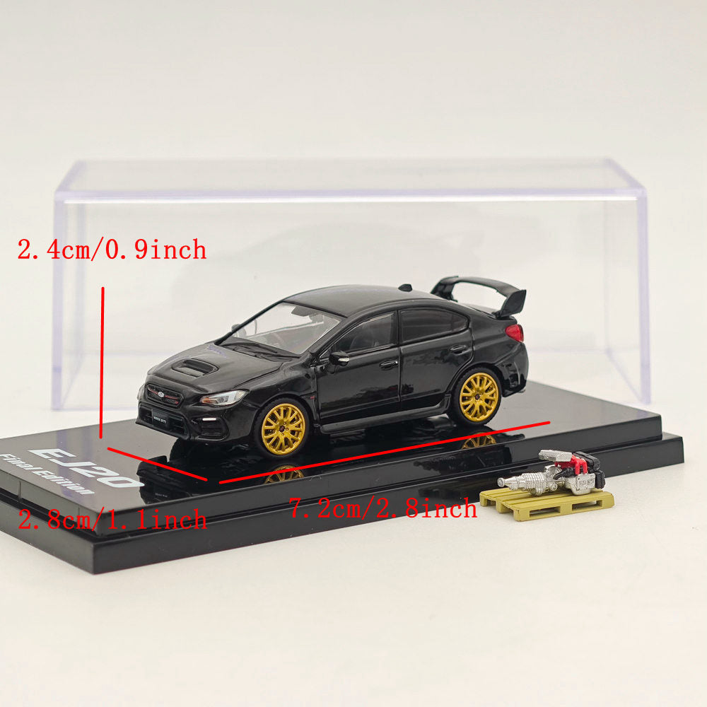 1/64 Scale Subaru WRX STI EJ20 Final Edition Black Diecast Model Car - Limited Collector's Toy with Detailed Engine - Perfect for Display, Gifts & Racing Enthusiasts
