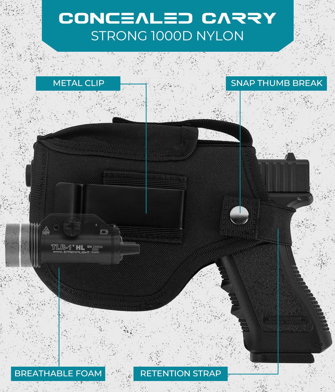Best Gun Holster with Laser & Light - IWB/OWB Concealed Carry Pistol Holster with Mag Pouch - Fits 9mm, .380, .45ACP - Compatible with Glock, S&W, Sig Sauer - for Men & Women (Left/Right Hand) - Perfect for Range Training, Tactical Use & Everyday Carry