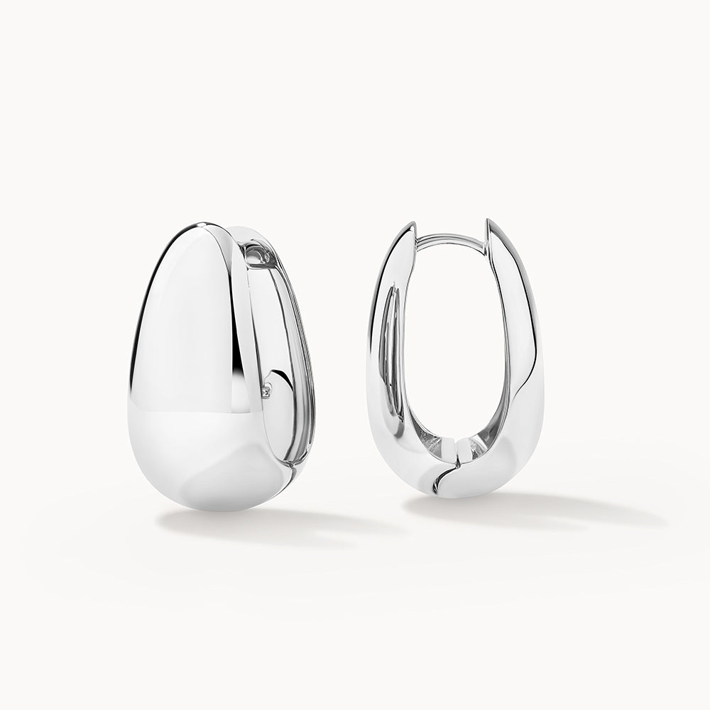 Silver Drop Dome Hoops Earrings for Women - Elegant Dangle Earrings for Party, Wedding & Everyday Wear