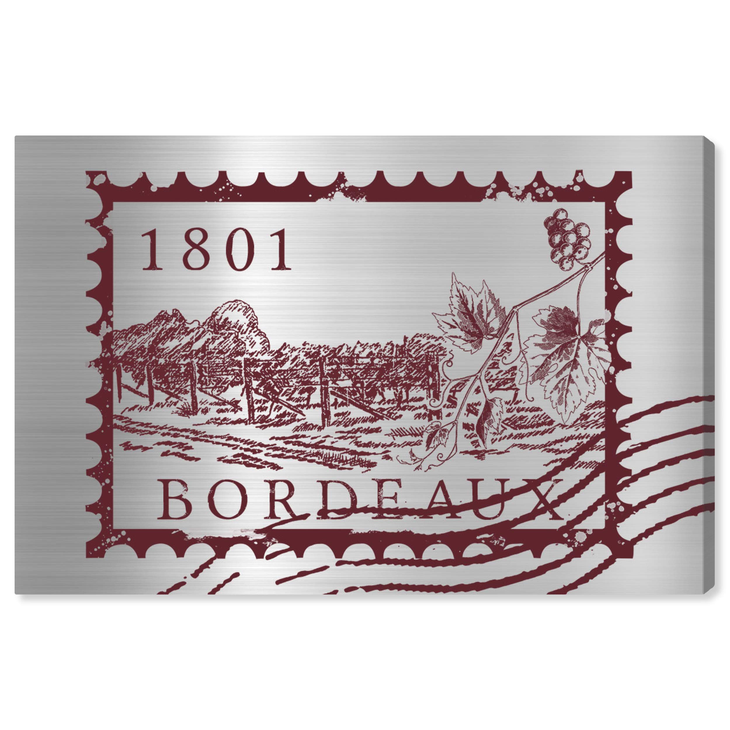 Oliver Gal Artist Co. 'Bordeaux Mail' Advertising Wall Art Canvas Print - 15x10 Inches, Red & Gray Home Decor - Perfect for Living Room, Office & Bedroom Wall Decoration