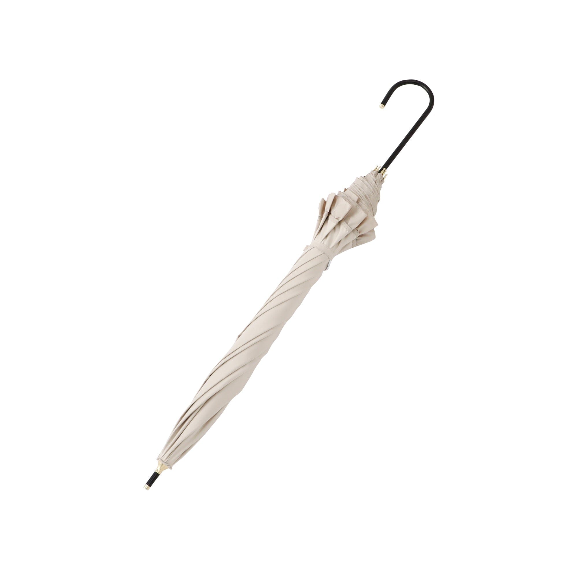 Classic Frill Long Umbrella 50Cm Beige - UV Protection & Waterproof for Sunny and Rainy Days - Perfect for Beach, Wedding, and Outdoor Activities