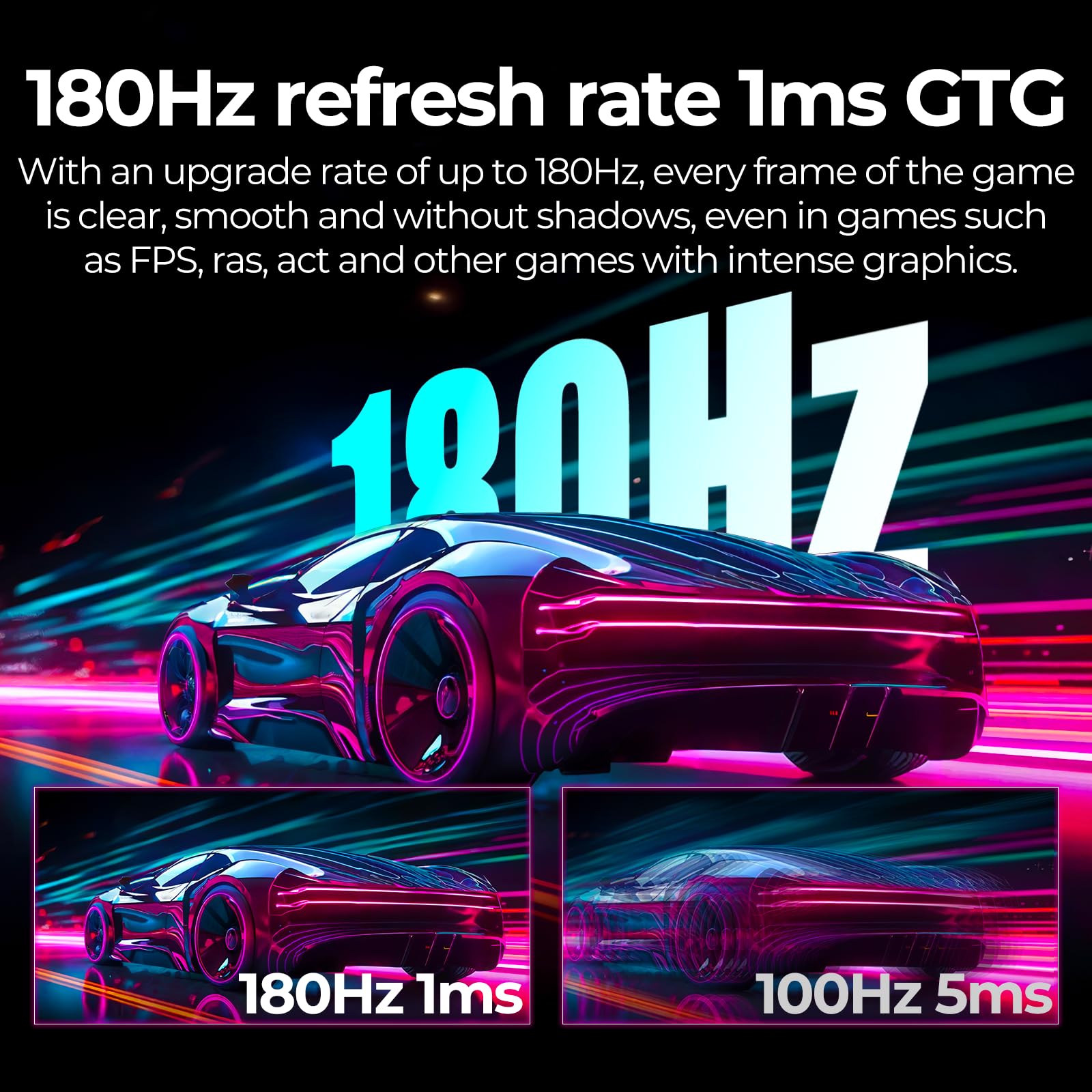 32 Inch Curved Gaming Monitor 144Hz/180Hz, QHD 2560x1440p 2K Resolution, 1500R Curvature, AMD FreeSync, DisplayPort & HDMI, VESA Wall Mountable - Perfect for Esports, Work & Home Entertainment