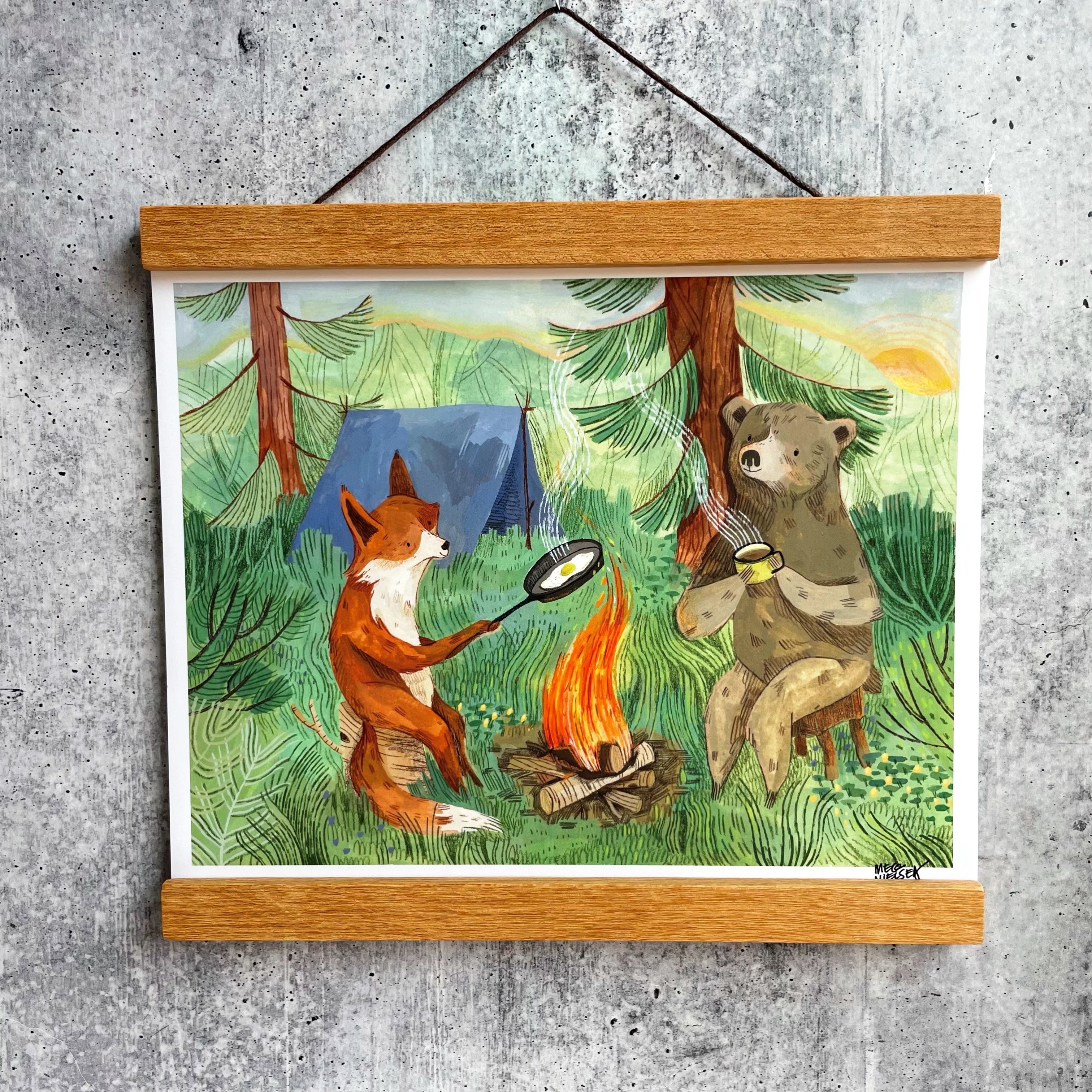 Bonfire Mornings Print - Cozy Camping Wall Art Decor for Cabin, RV & Home - Perfect for Outdoor Enthusiasts & Nature Lovers
