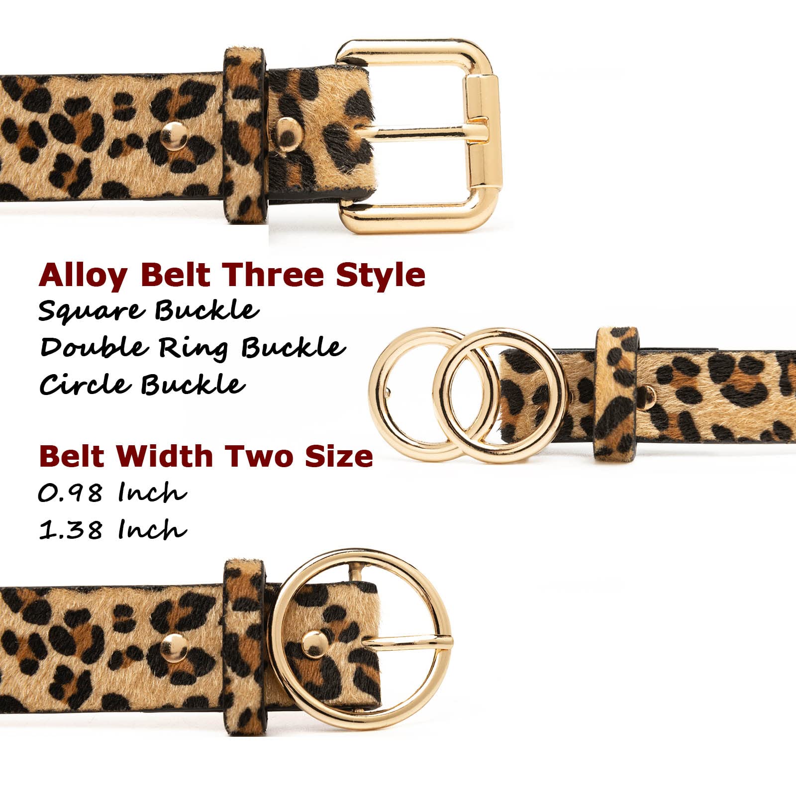 Miss Danger Leopard Print Women's Fashion Belt with Alloy Buckle - Stylish Leather Waist Belt for Jeans, Pants & Dresses | Perfect for Casual Outfits, Office Wear & Night Out