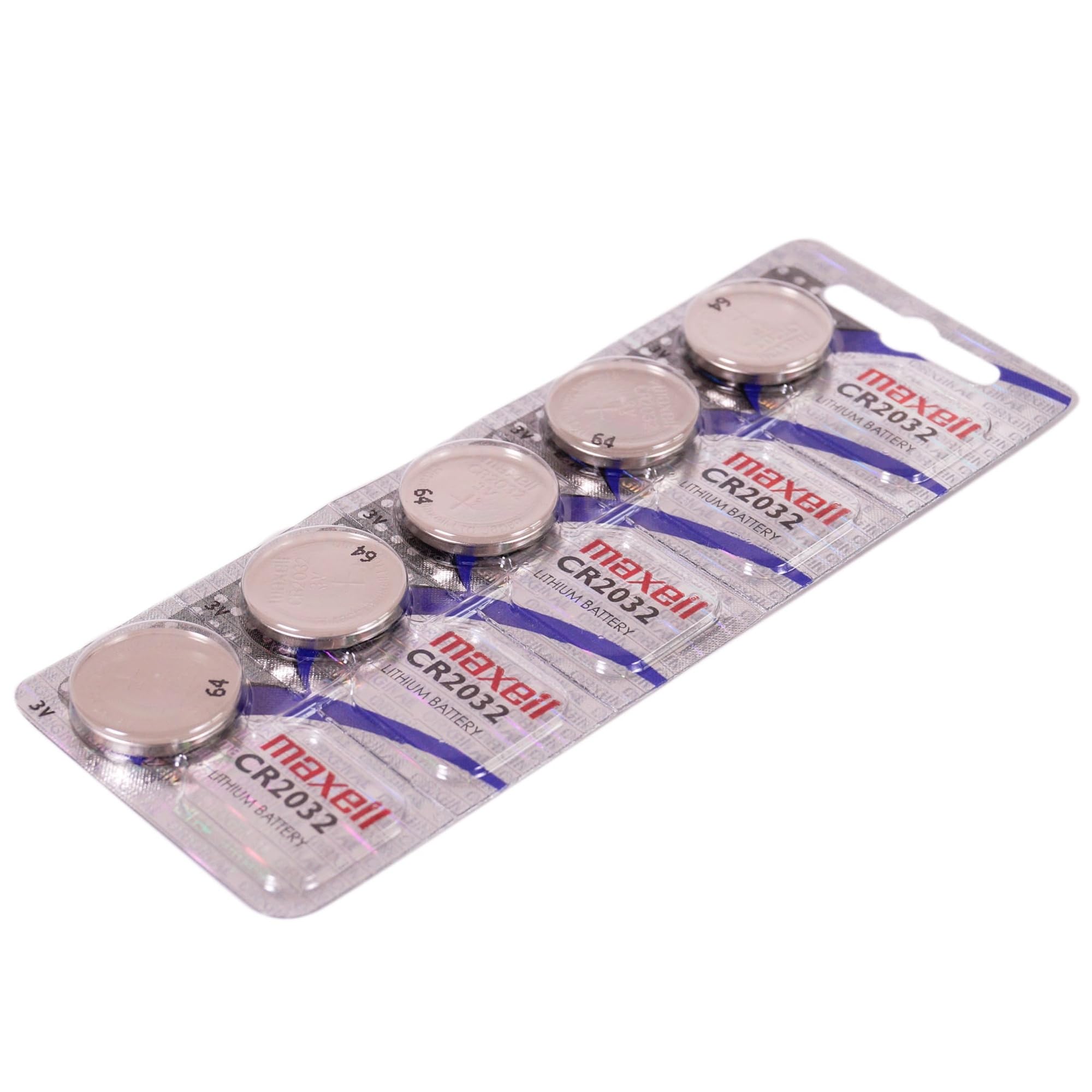 Maxell CR2032 Lithium Coin Cell Batteries (5-Pack) - Long-Lasting Power for Watches, Key Fobs, Calculators & Medical Devices