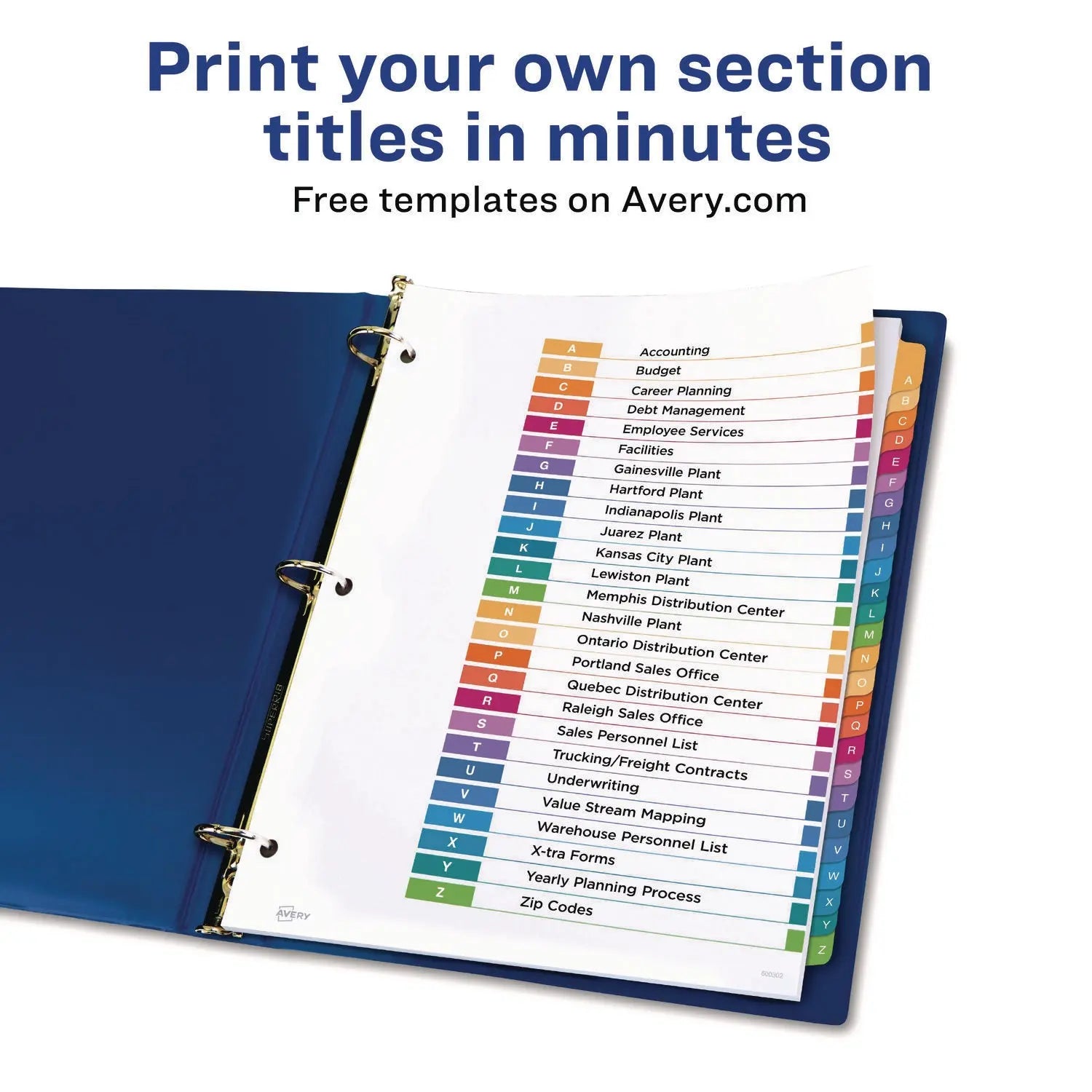 Avery Customizable Table of Contents Index Dividers - 26 Tab A to Z, 11 x 8.5 Inches, White, 6 Sets - Perfect for Office Organization, Filing Systems, and Document Management