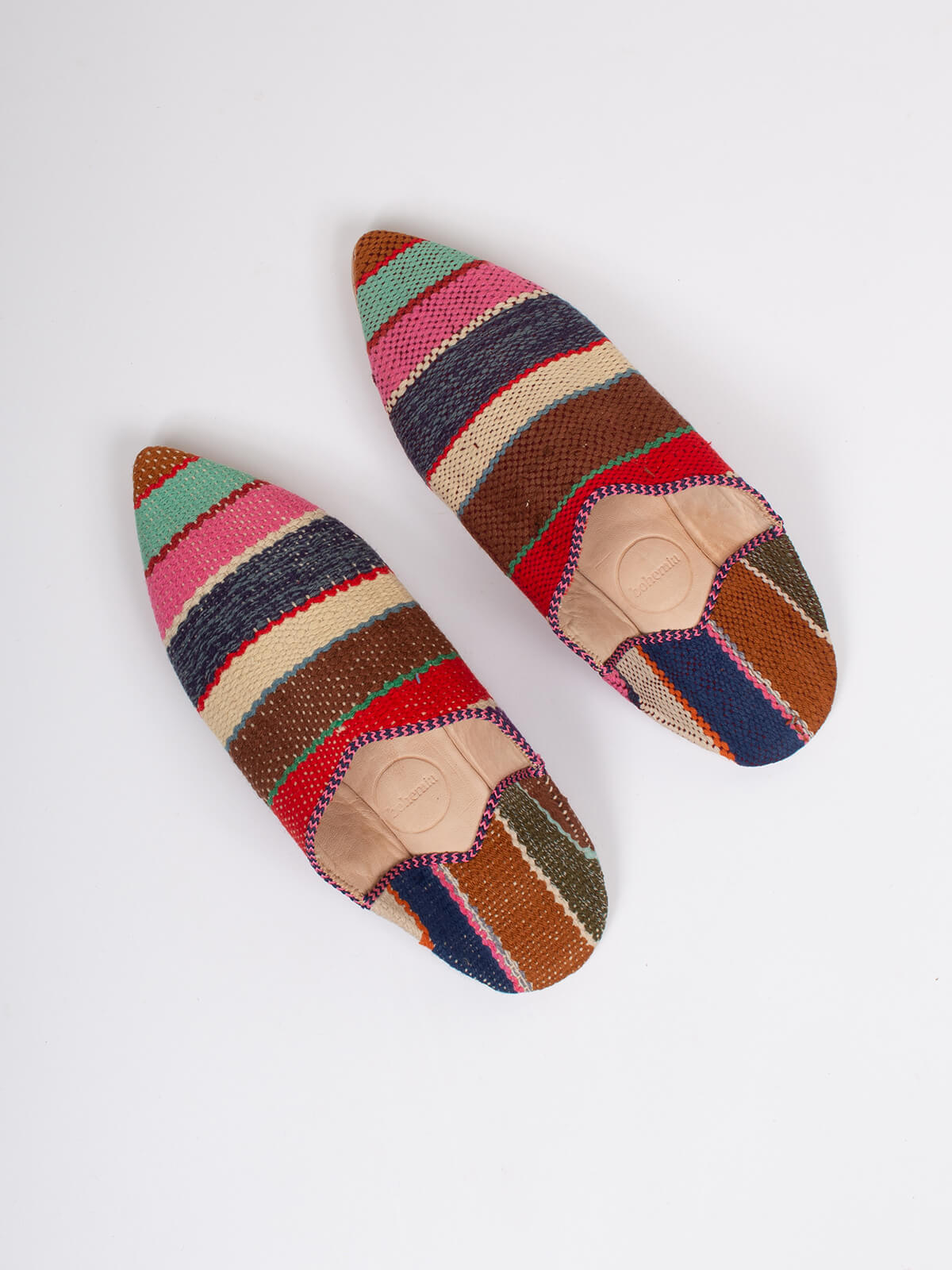 Authentic Moroccan Boujad Pointed Babouche Slippers - Handmade Merzouga Stripe Design | Comfortable House Shoes for Men & Women | Perfect for Home, Lounge & Cultural Events