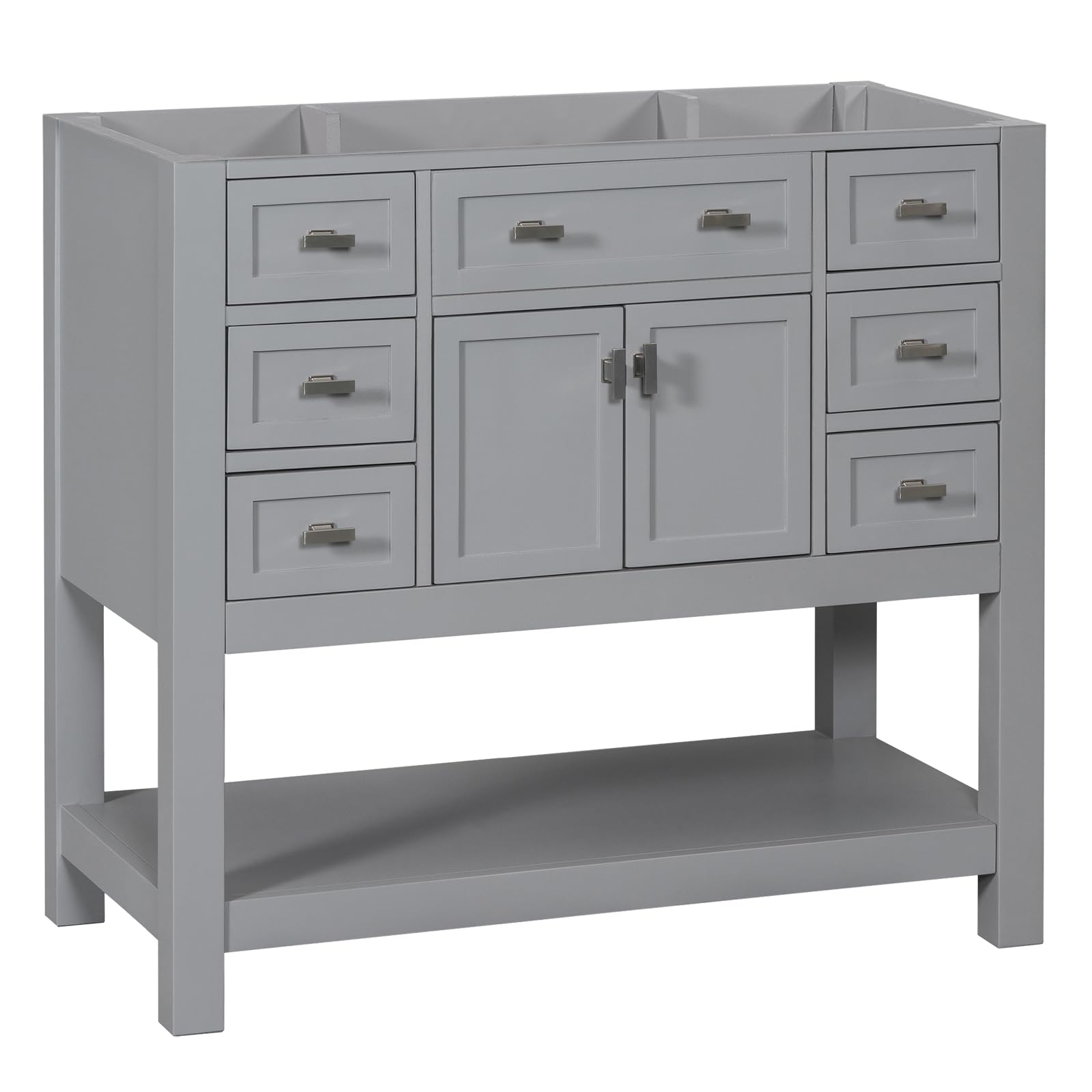36 Inch Freestanding Bathroom Vanity with Sink - Soft Closing Doors & Drawers - Modern A1 Grey Finish - Perfect for Small Bathrooms & Powder Rooms