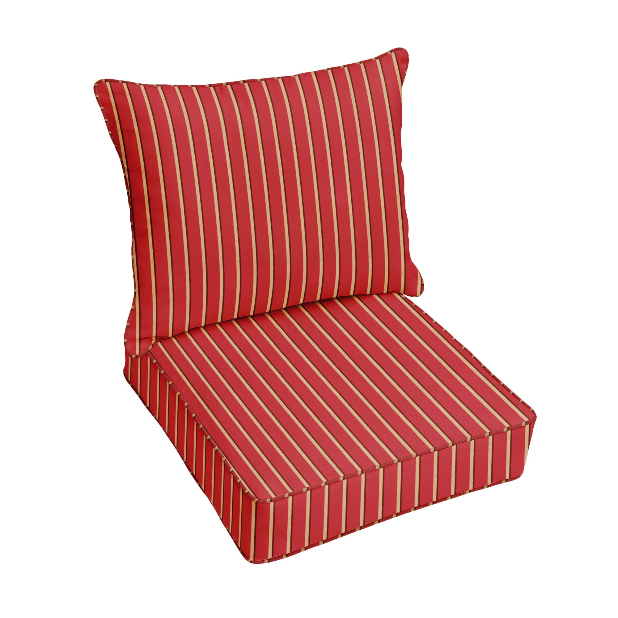 23x25 Inch Red and White Striped Deep Seating Pillow Set - Indoor Outdoor Cushion Chairs for Patio, Garden, and Poolside Comfort