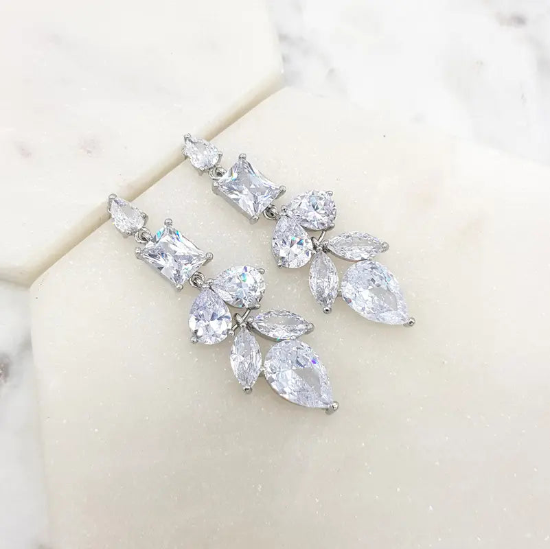 Lavinia Mixed Crystal Bridal Statement Drop Earrings for Women - Elegant Wedding Jewelry, Party Accessories & Special Occasion Gifts