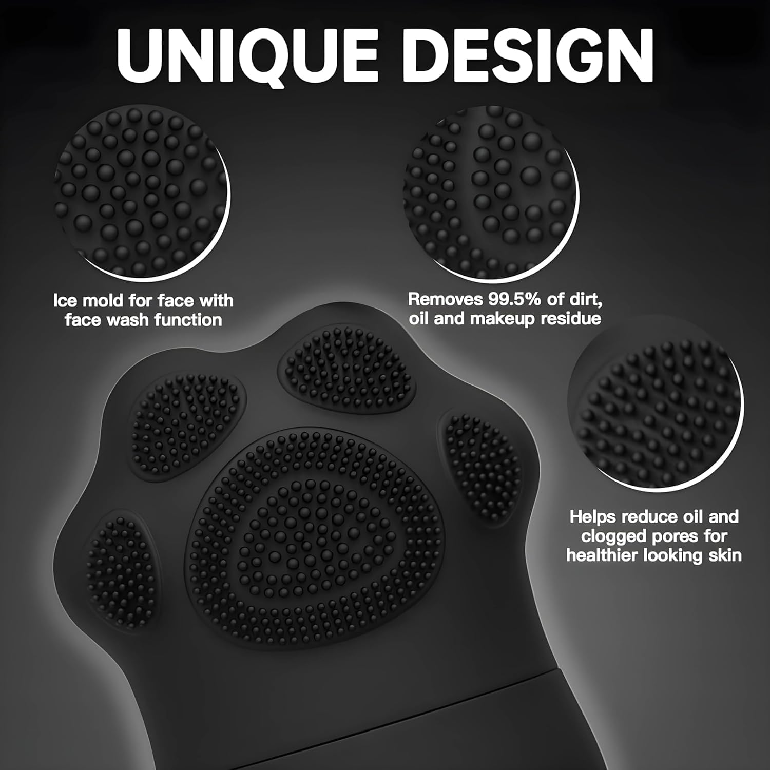 SkinSide Ice Roller for Face with Scrubber - Cooling Facial Massager for Puffy Eyes & Glowing Skin | Reusable & Unbreakable Ice Cube Roller for Men & Women | Perfect for Morning Routine, Post-Workout Recovery & Skincare Regimen (Black)