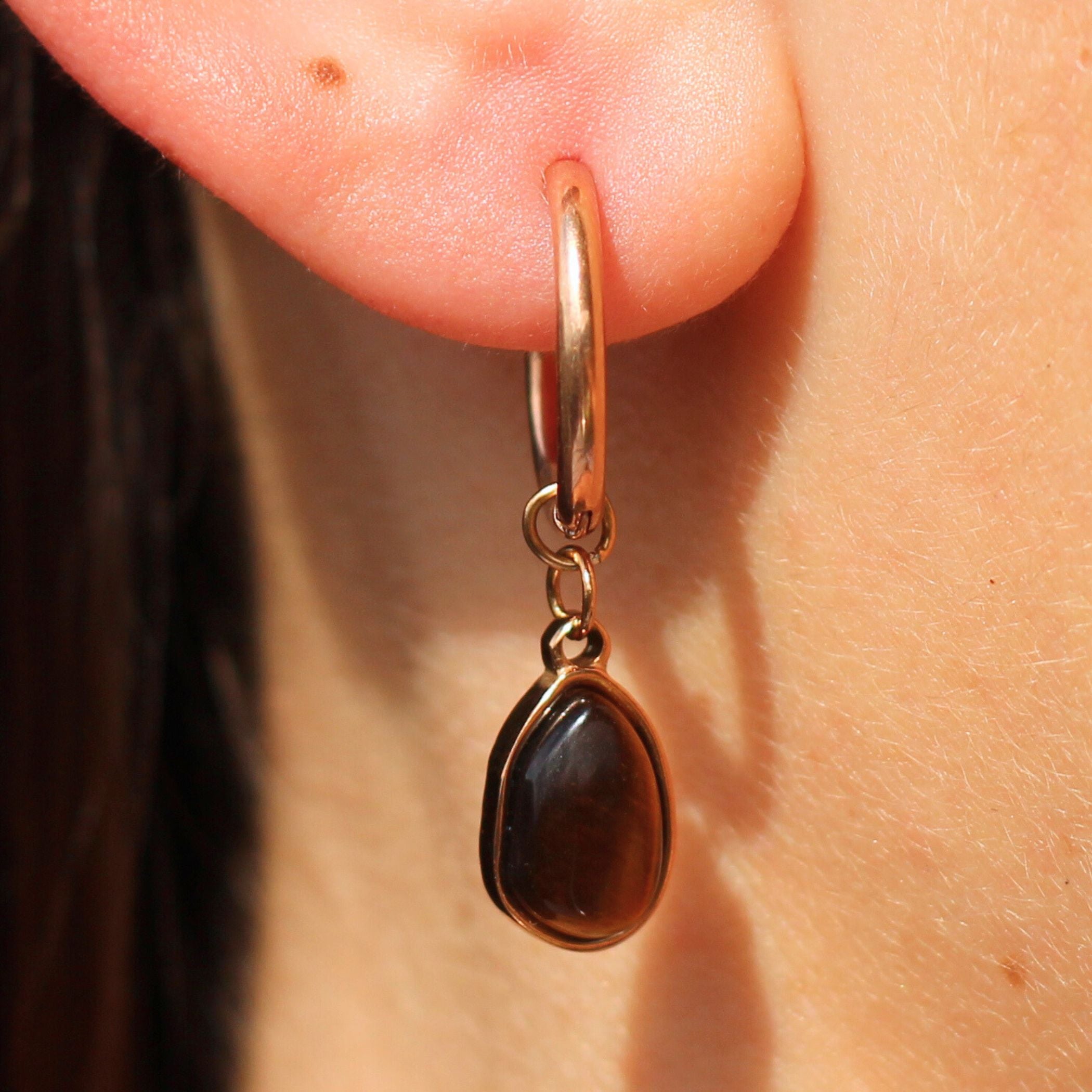 Natural Tiger Eye Stone Drop Earrings for Women - Elegant Dangle Jewelry for Party, Wedding & Everyday Wear