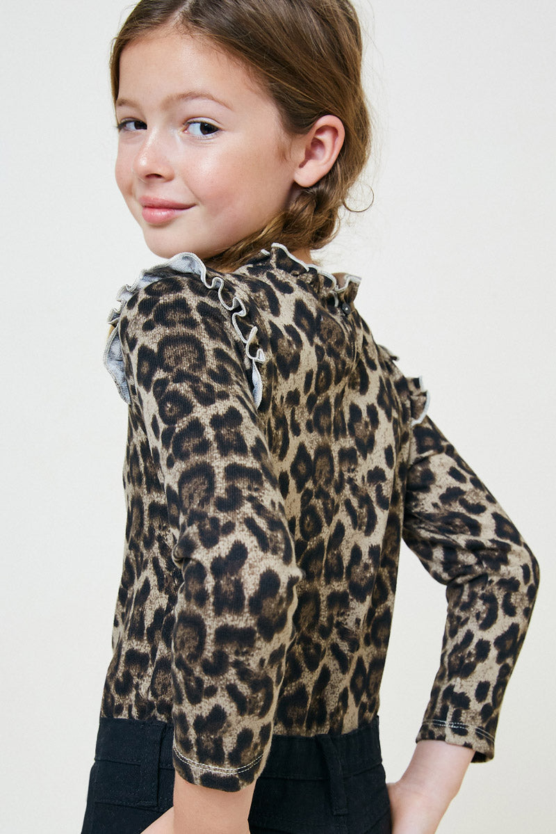 Leopard Print Ruffle Collar Long Sleeve Blouse for Women - Elegant Party Wear & Office Outfit
