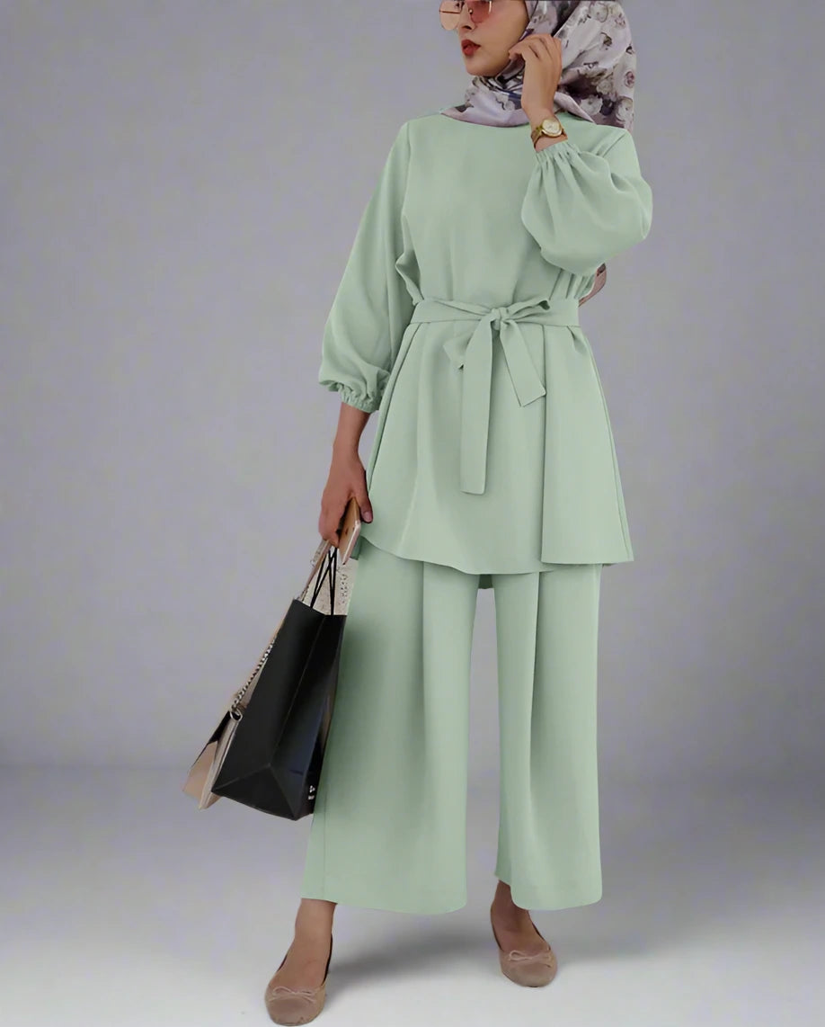 Modest Long Sleeve Tops & Pants Set for Muslim Women - Loose Fit Prayer Outfit, Hijab Fashion, Everyday Wear