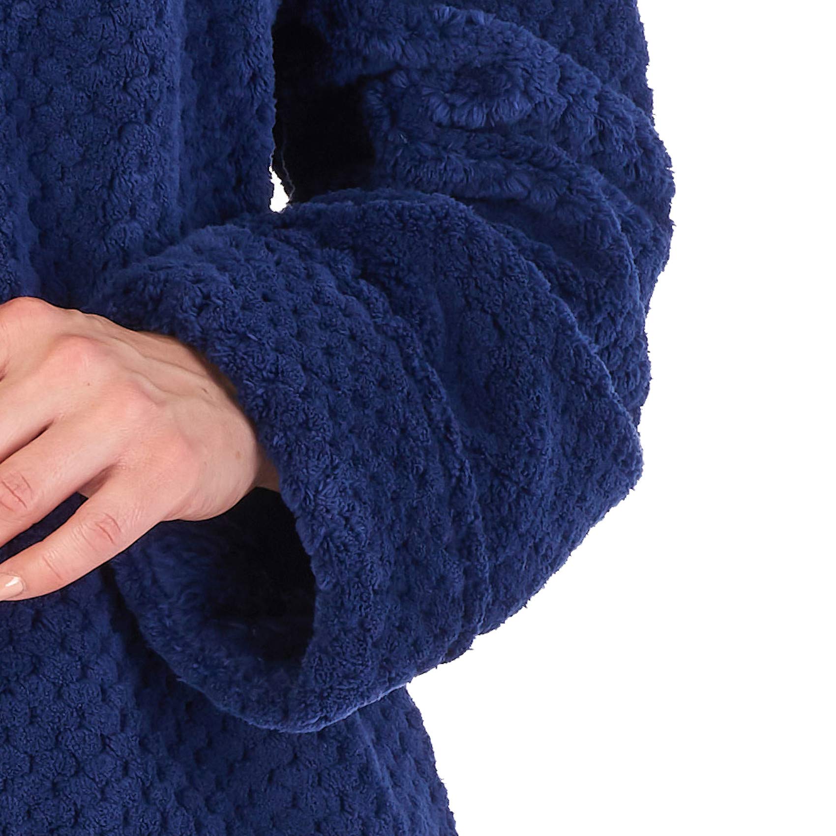 Slenderella Long Length Luxury Waffle Fleece Button Front Robe - Cozy Loungewear for Home Relaxation & Spa Days
