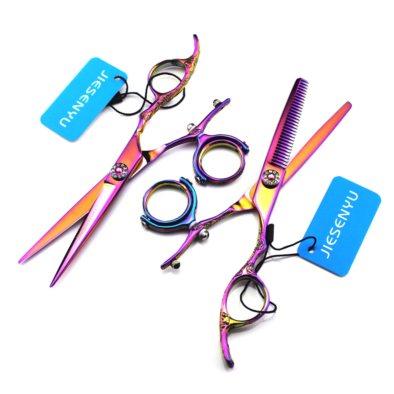 JIESENYU 6.0 Inch Professional Barber Scissors - Japanese Stainless Steel Hair Cutting & Thinning Shears with Rotating Design for Salon & Home Hairdressing | Perfect for Stylists, DIY Haircuts & Grooming