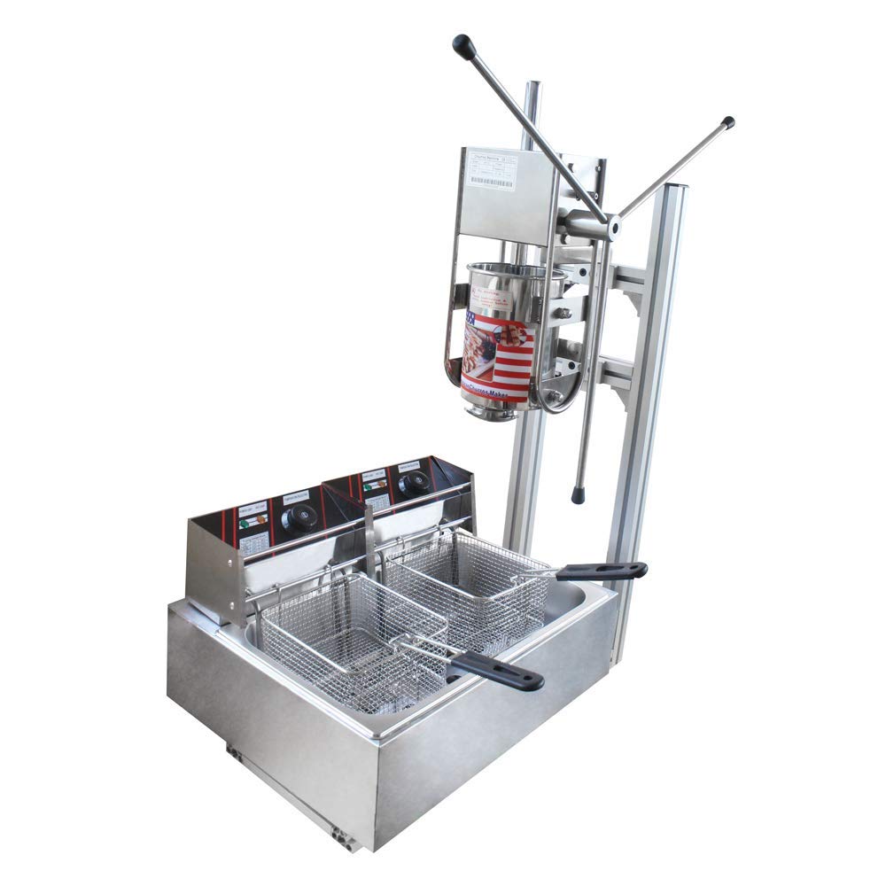 Commercial Churro Maker Machine - 3L Manual & 6L/12L Electric Deep Fryer with 700ml/12L Filler for Spanish Churros - Perfect for Restaurants, Food Trucks, and Home Kitchens