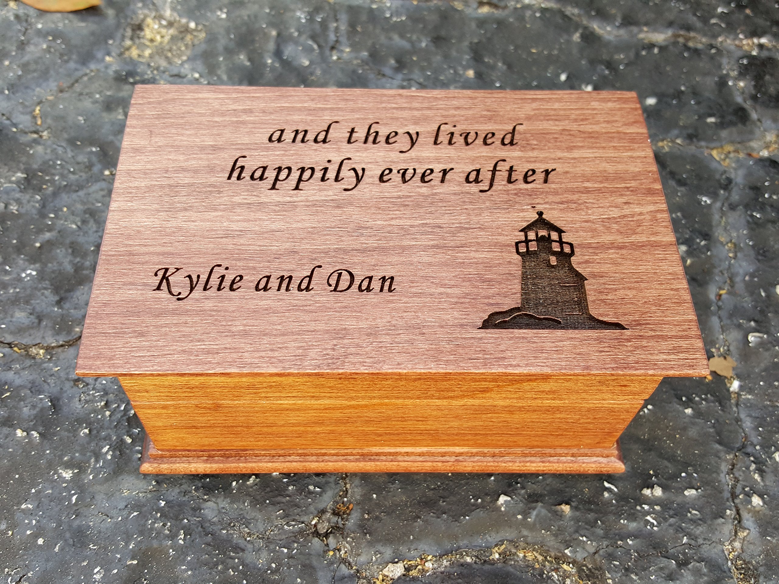Custom Handmade Wooden Jewelry Box with Music - Personalized Wedding & Anniversary Gift for Bride - Perfect for Bridal Showers, Engagements & 'Happily Ever After' Keepsakes