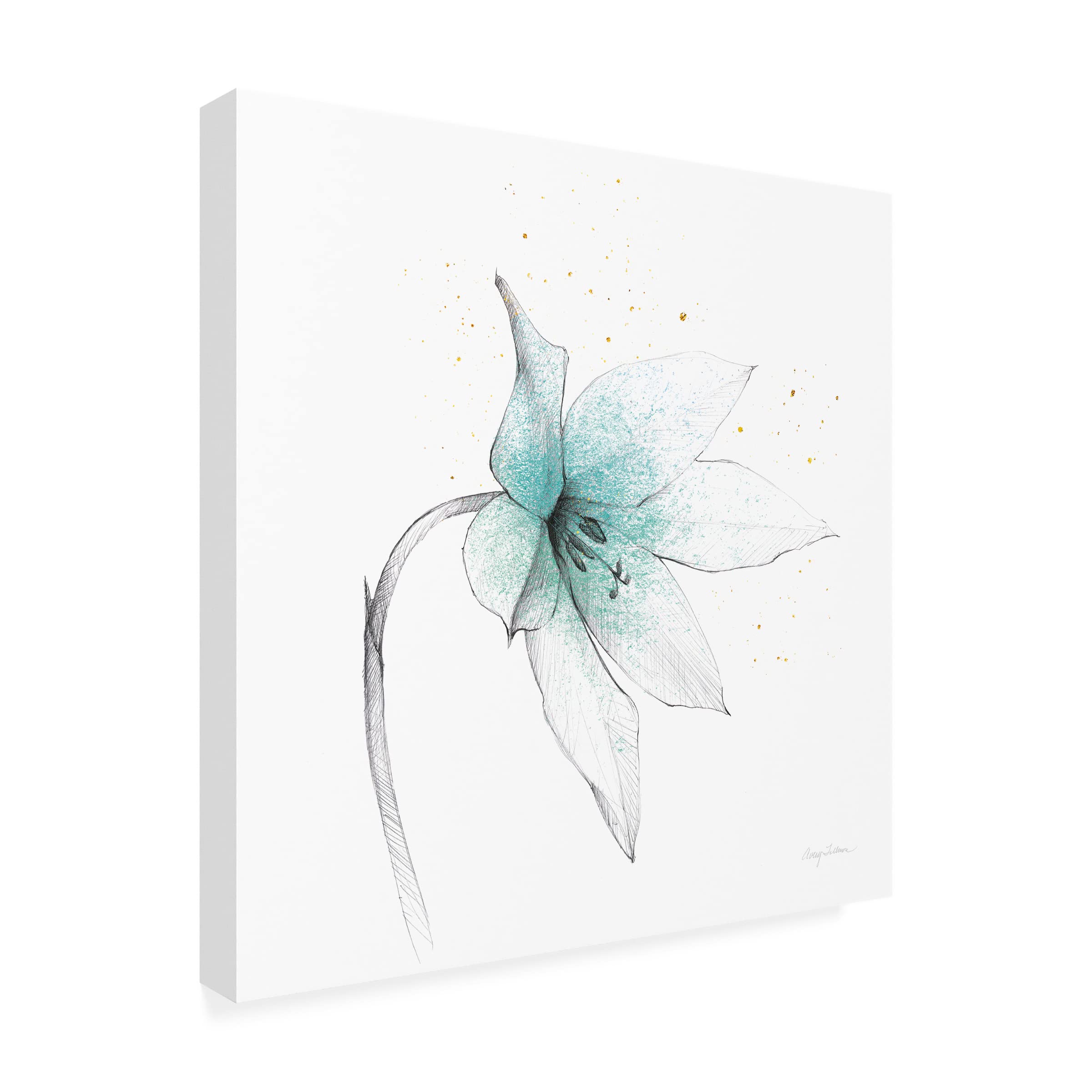 Trademark Fine Art 'Teal Graphite Flower VIII' Canvas Wall Art by Avery Tillmon - Modern Home Decor for Living Room, Bedroom & Office