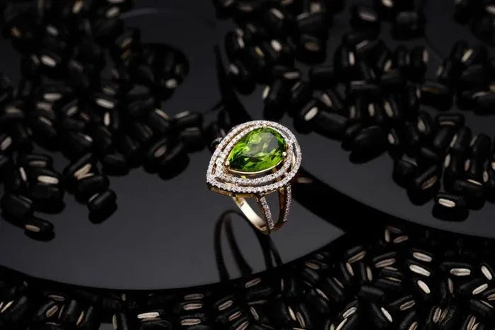 14k Yellow Gold Peridot Ring for Women - Wholesale New Arrival Fashion Jewelry - Free Shipping - Perfect for Weddings, Anniversaries & Gifts