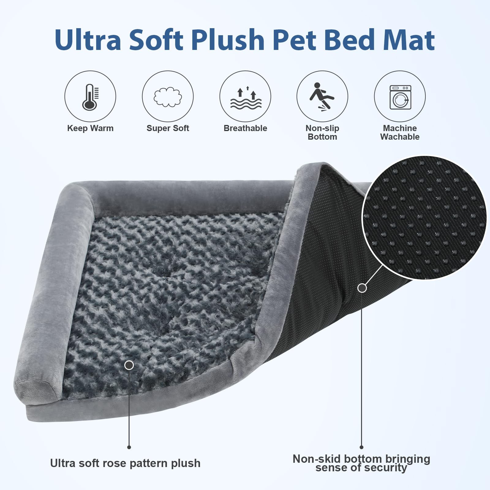 Washable Large Dog Bed for XL Dogs - 40x32 Inch Plush Orthopedic Pet Bed with L-Shaped Bolster & Non-Slip Bottom | Cozy Dog Couch for Living Room, Bedroom & Kennel Use