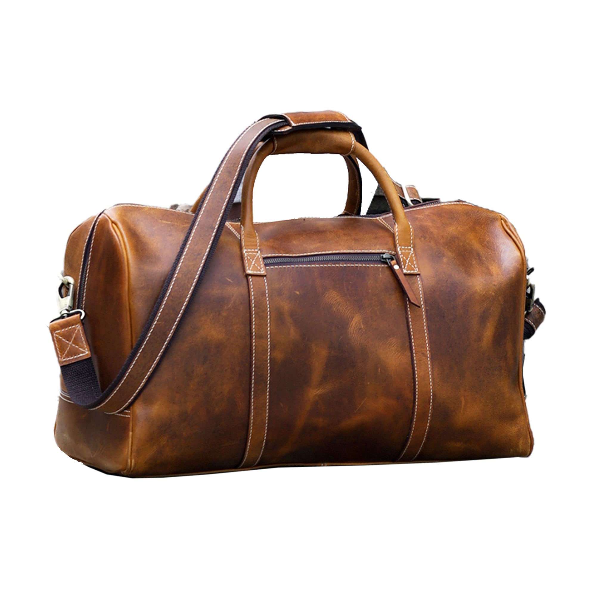 Premium Full Grain Leather Duffel Bag for Men & Women - 20 Inch Tan Travel Overnight Weekender Gym Sports Bag - Perfect for Business Trips, Gym Workouts & Weekend Getaways