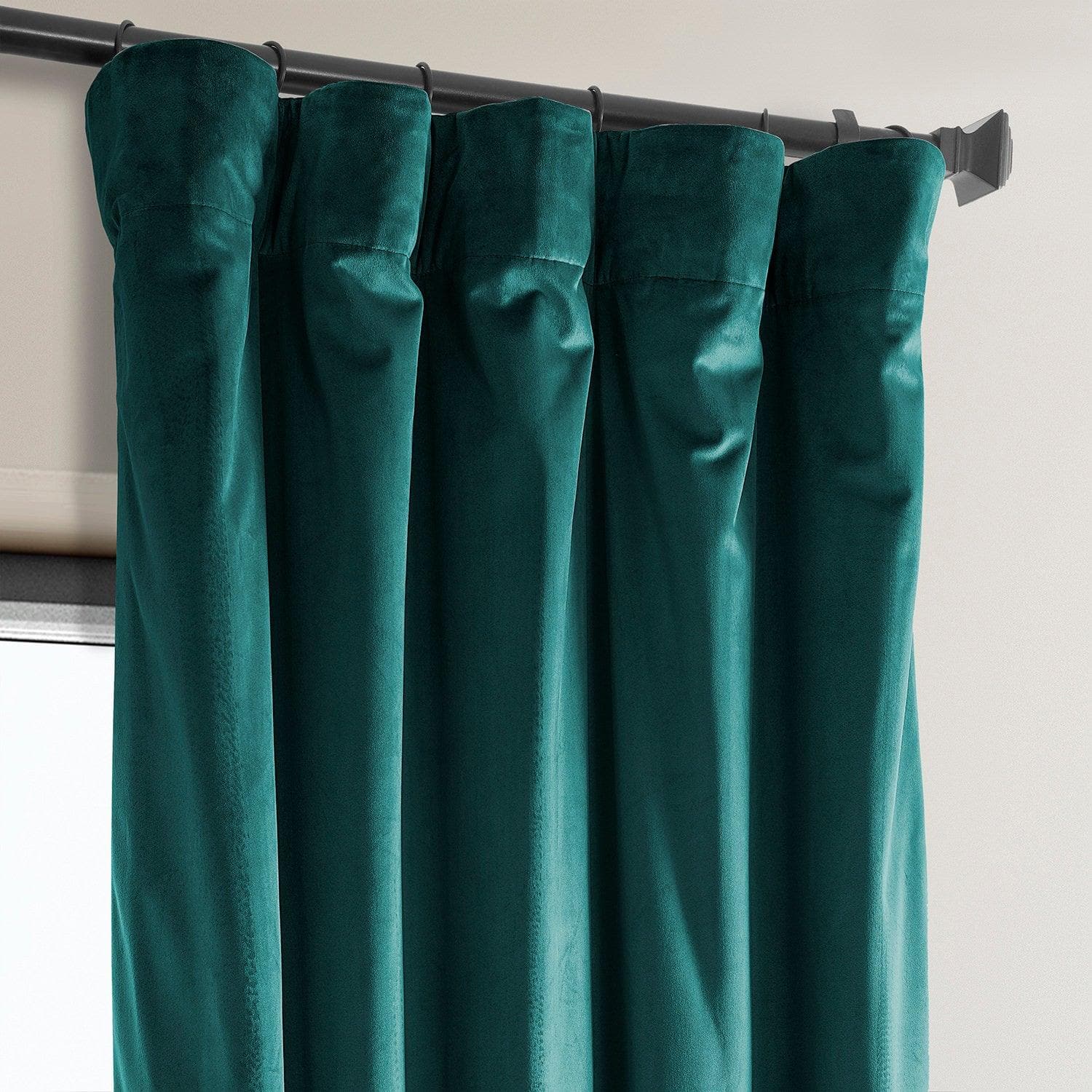 Deep Sea Teal Heritage Plush Velvet Blackout Curtains for Bedroom - Thermal Insulated Noise Reducing Window Drapes for Living Room & Nursery