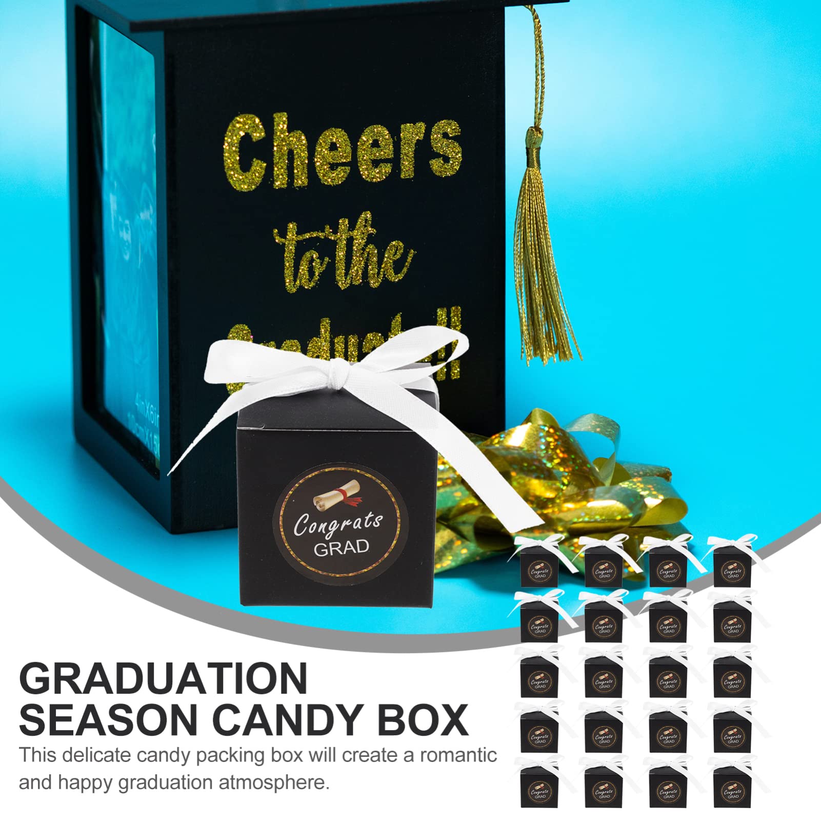 PRETYZOOM 50-Piece Black Graduation Hat Paper Box Set - Candy Storage, Party Decorations & Gift Boxes for Graduation Parties, Birthday Celebrations & Home Organization
