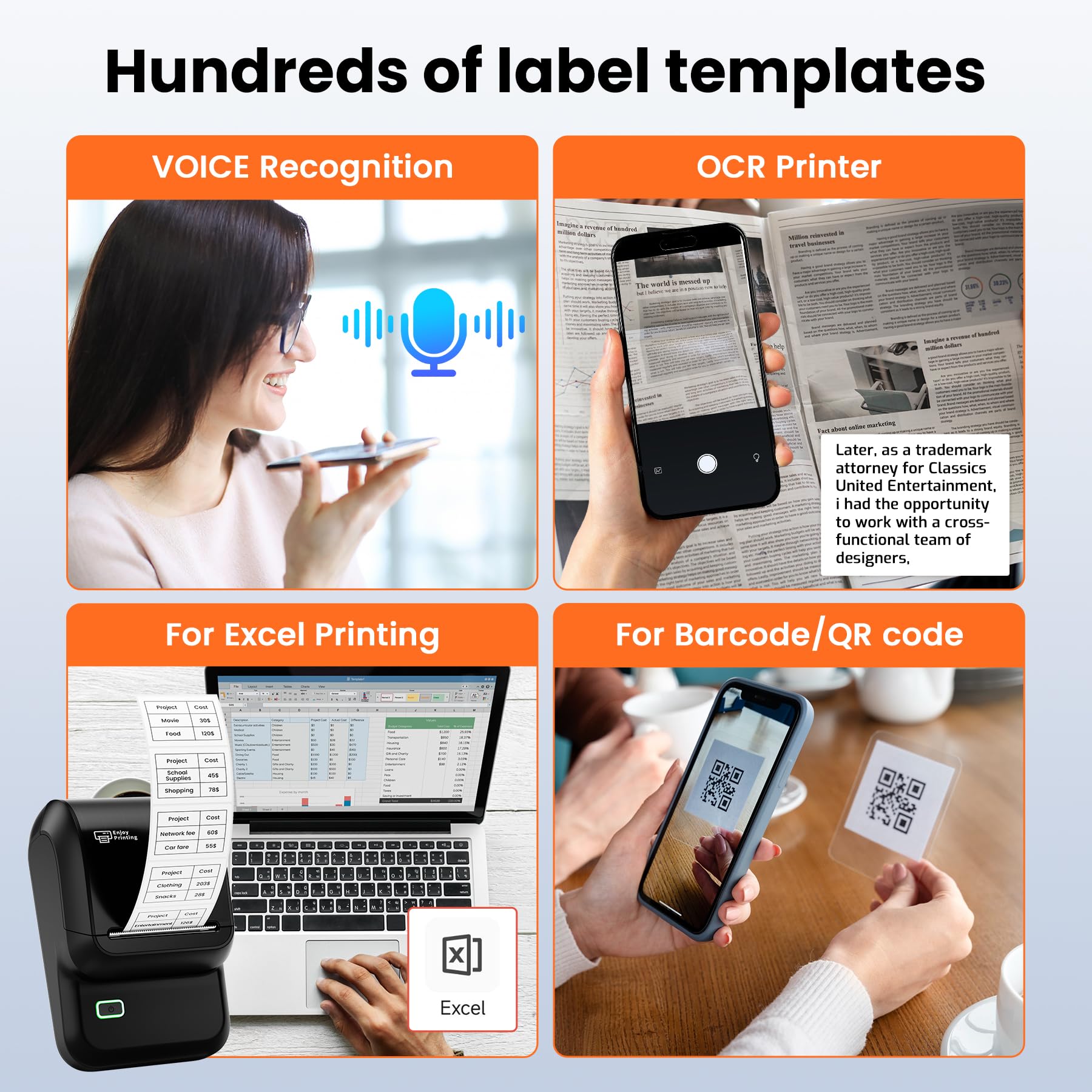 Bluetooth Label Maker Machine with Thermal Tapes - 2 Inch Portable Label Printer for Small Business | 300+ App Templates Compatible with iOS, Android & PC (Black) - Perfect for Shipping, Organizing & Inventory Management