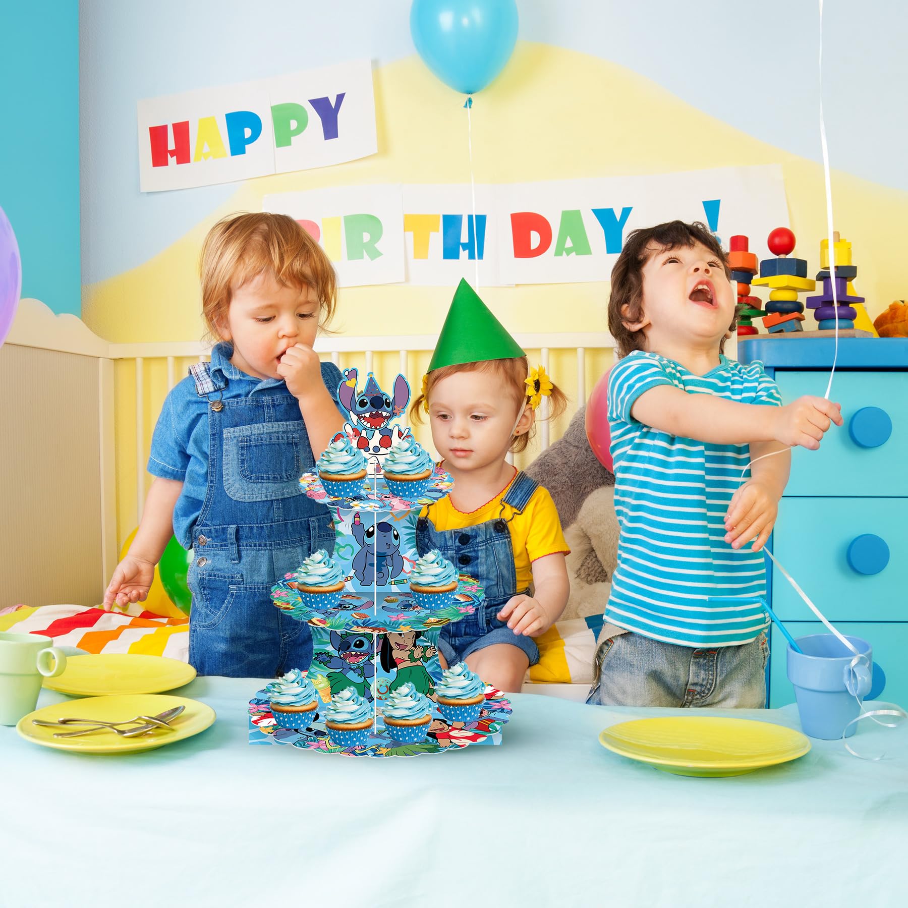 3-Tier Cupcake Stand Holder for Wedding, Birthday & Baby Shower - Alien Themed Dessert Tower Display for Party Decorations & Events - Perfect for Candy Buffets, Dessert Tables & Special Celebrations