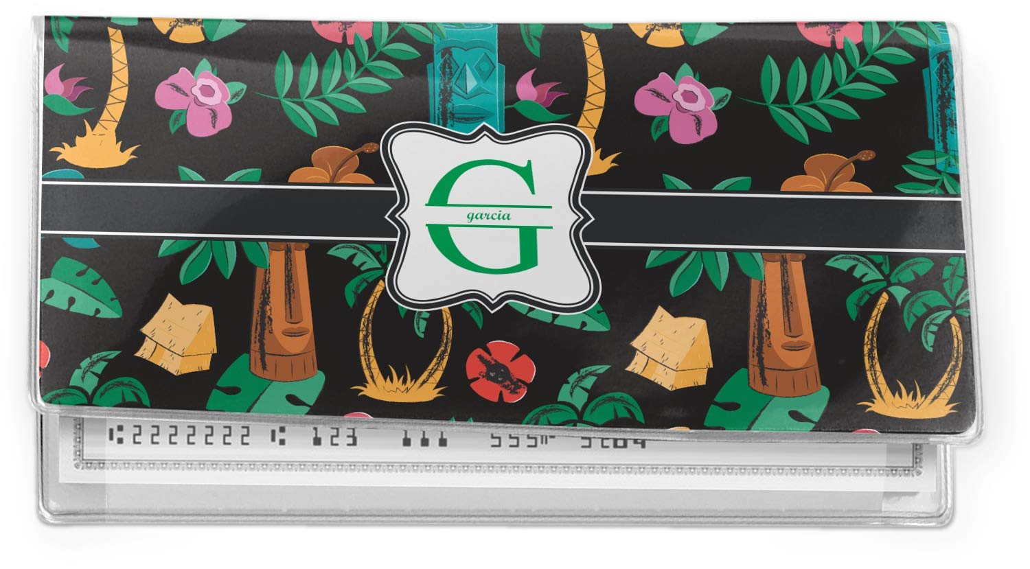 Custom Hawaiian Print Vinyl Checkbook Cover - Personalized Monogram Wallet for Women & Men - Perfect for Travel, Gifts, and Everyday Use