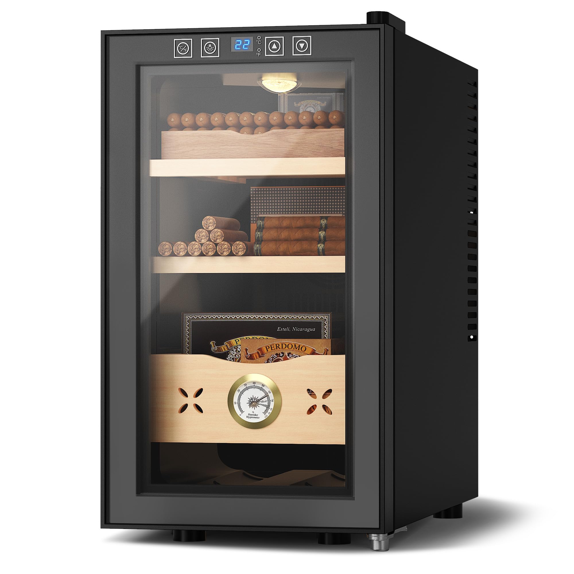 EUHOMY 25L Electric Cigar Humidor Cabinet - Spanish Cedar Wood Cooling & Heating Humidor with Digital Hygrometer for 155 Cigars (3 Layers) - Perfect for Home, Office & Cigar Lounge Storage