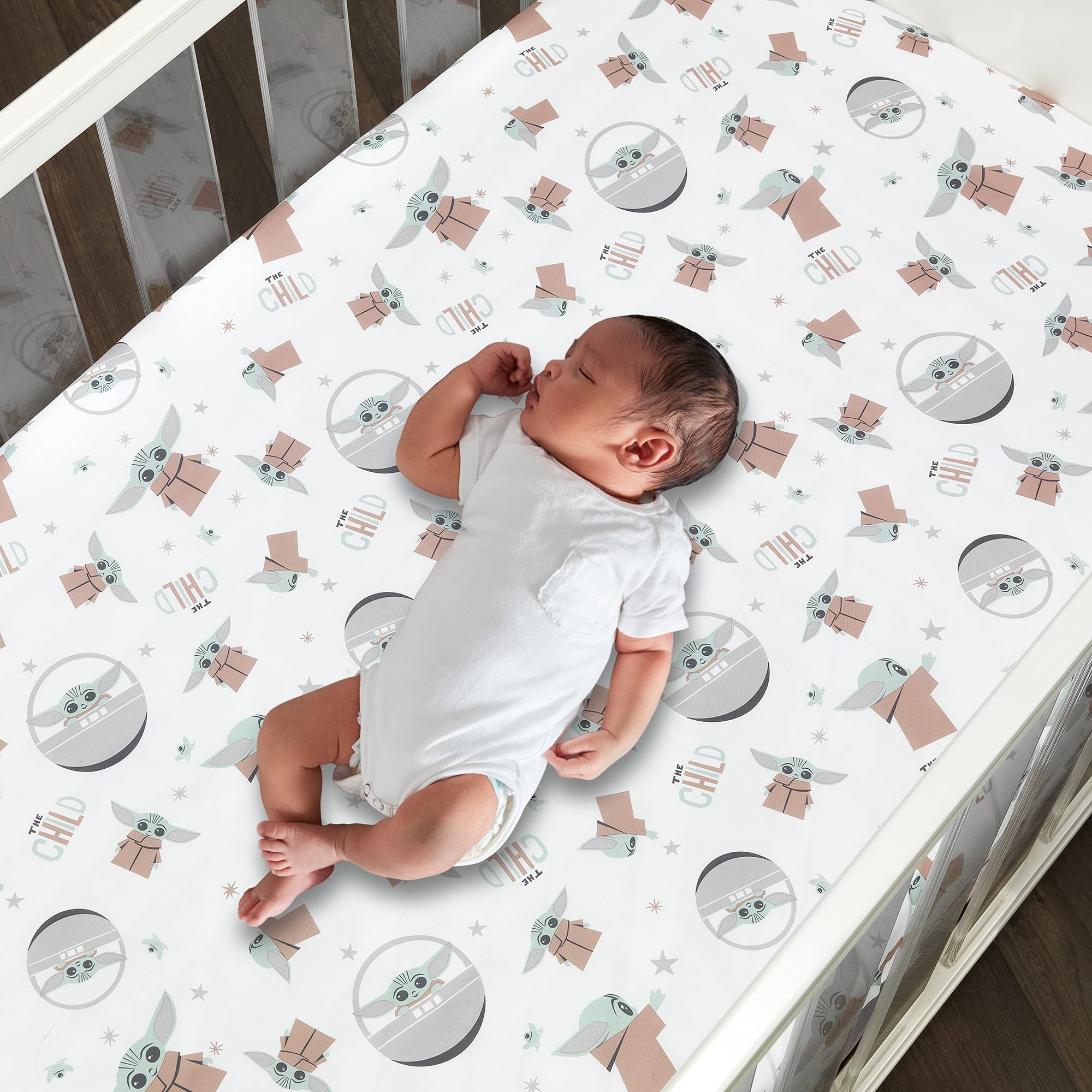 Lambs & Ivy Star Wars The Child Baby Yoda 3-Piece Crib Bedding Set for Nursery | Soft & Safe Baby Bedding for Newborns & Infants | Perfect for Star Wars Themed Nursery Decor