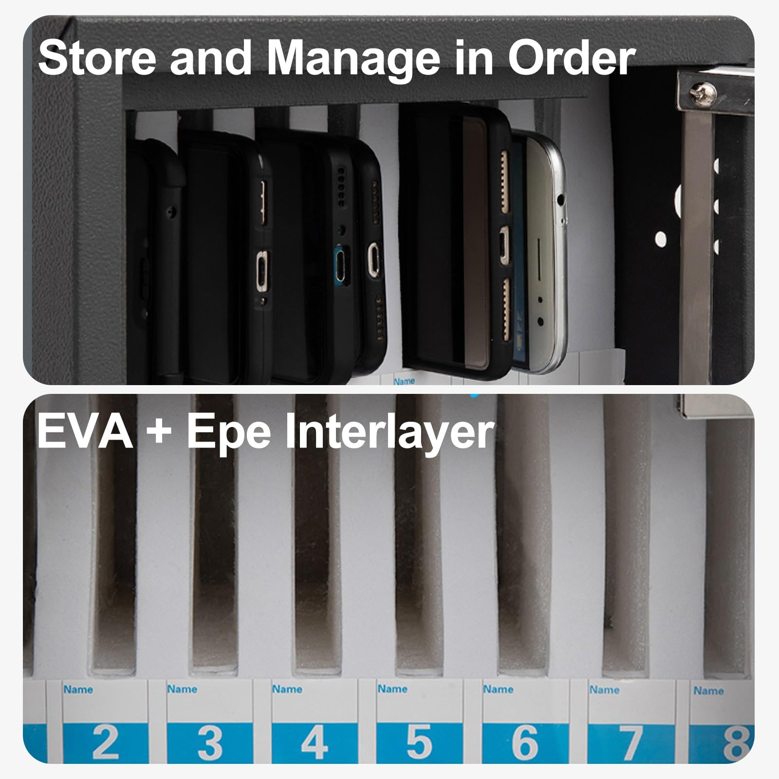 Heavy-Duty Steel Phone Locker Storage Cabinet - 12/24/36/48/60 Slots Security Lock Box with Handle for Office, Classroom & Gym (38x21x59cm) - Perfect for Device Management in Schools, Fitness Centers and Workplaces