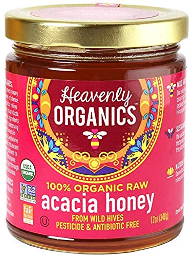 Heavenly Organics 100% Organic Raw Honey Variety Pack - Pure Neem Honey & Acacia Honey (4 Jars) | Natural Sweetener for Tea, Baking & Healthy Snacks