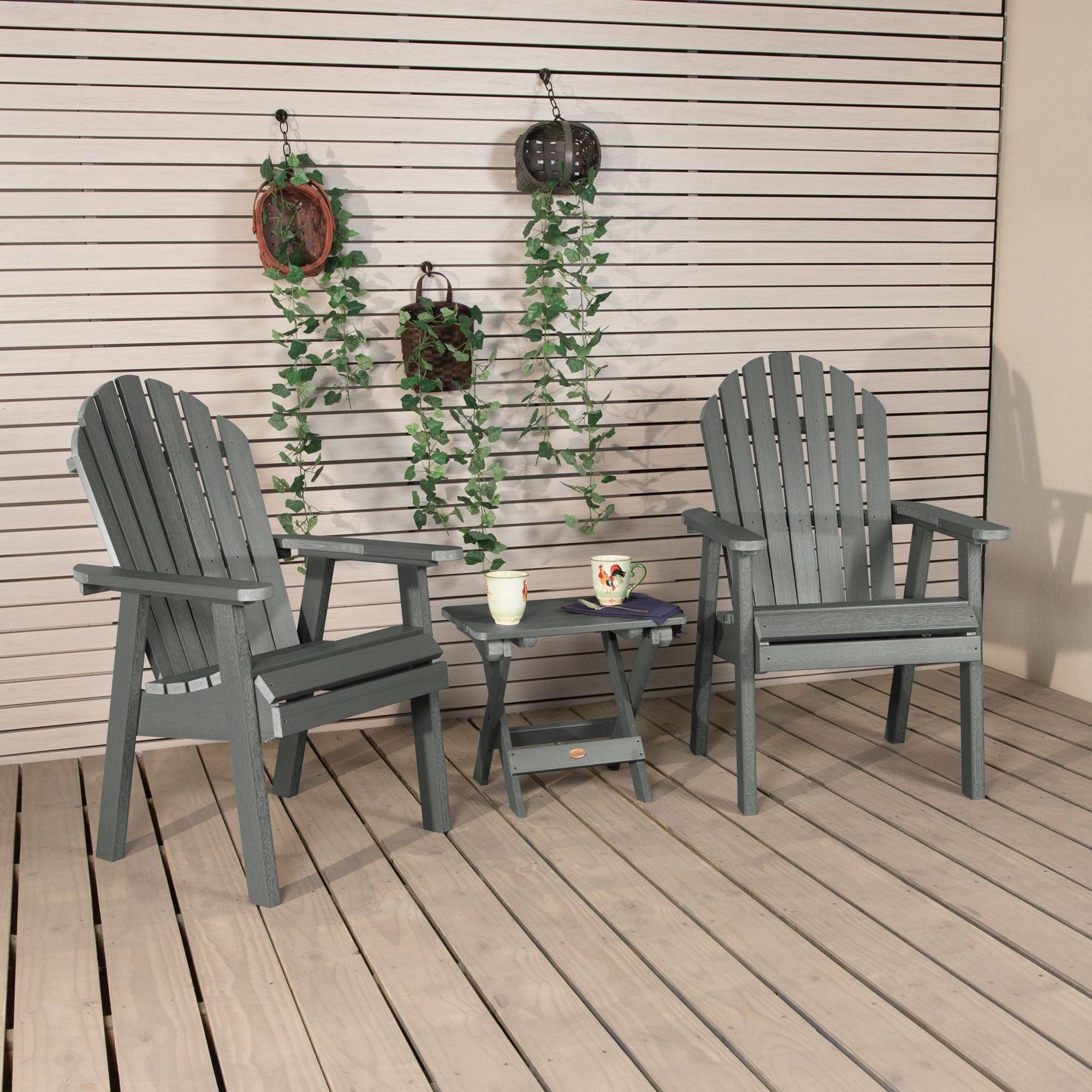 2 Pack Hamilton Folding Deck Chairs with Side Table - Outdoor Patio Furniture for Poolside, Beach, Garden & Backyard Relaxation