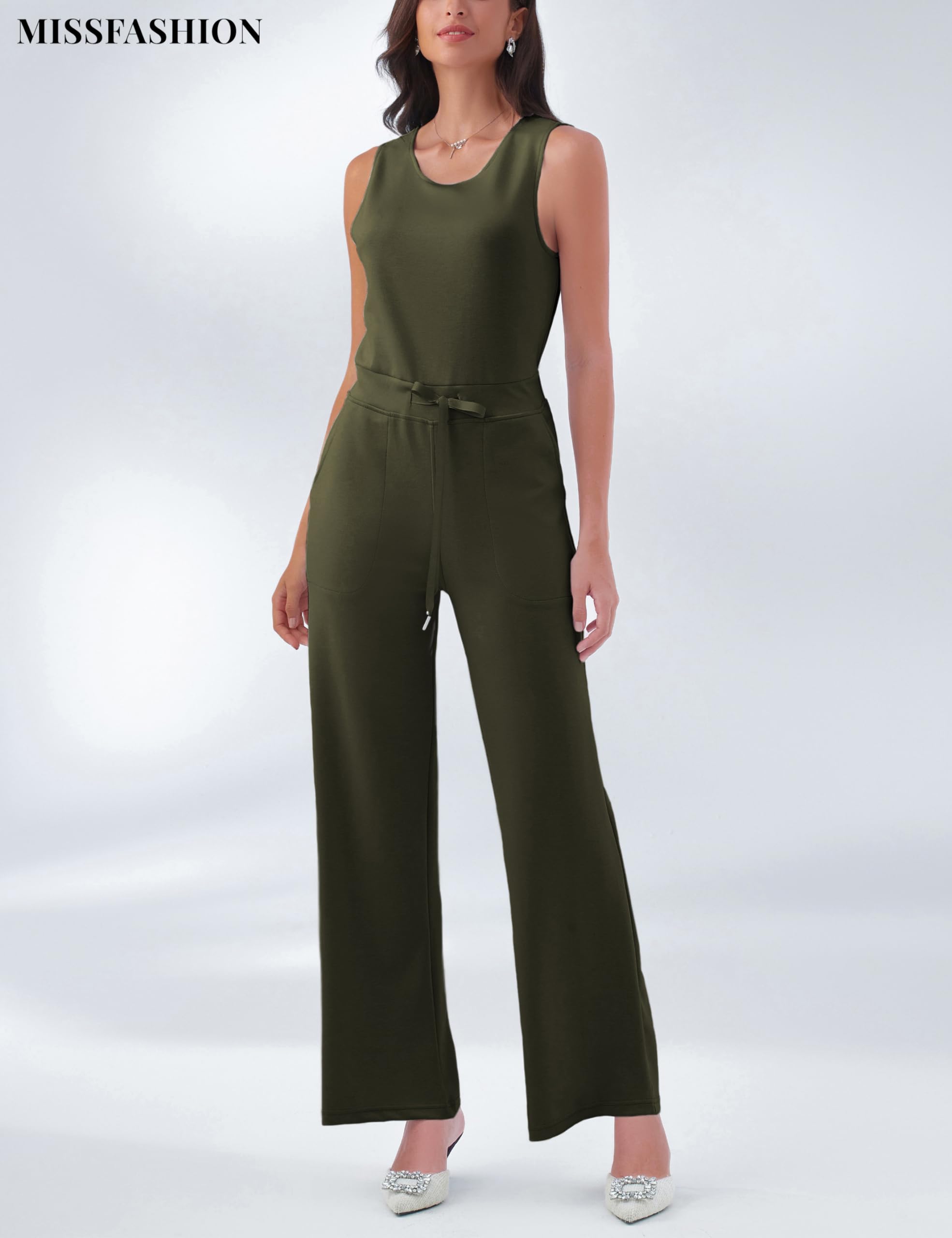 Women's Sleeveless Jumpsuit - Air Essentials Wide Leg Romper with Tank Top | Casual Summer Overalls for Beach, Travel & Everyday Wear