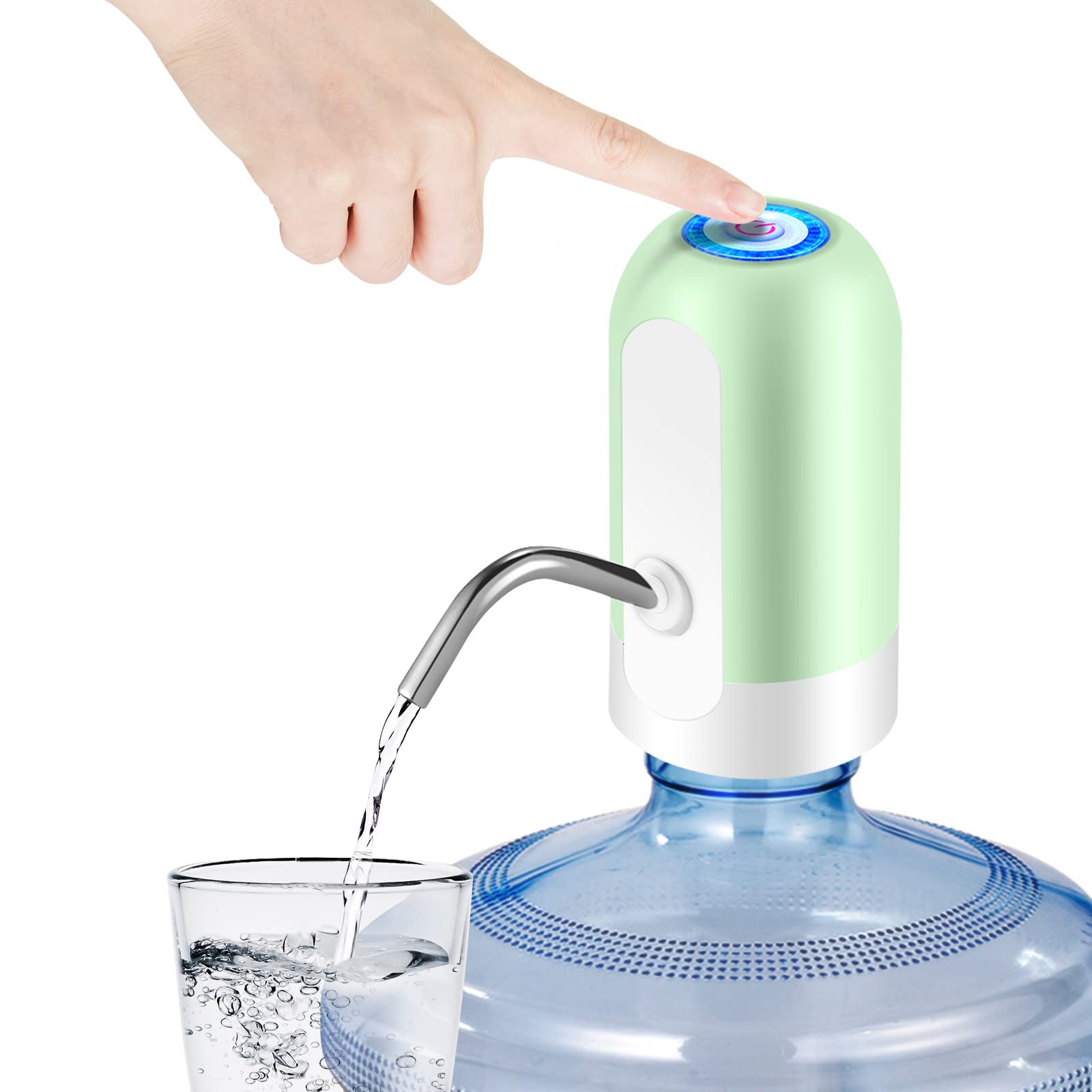 JOYHILL 5 Gallon Water Bottle Dispenser with USB Charging Pump - Portable Camping Water Dispenser for Outdoor, Hiking, RV & Emergency Use (Avocado Green)