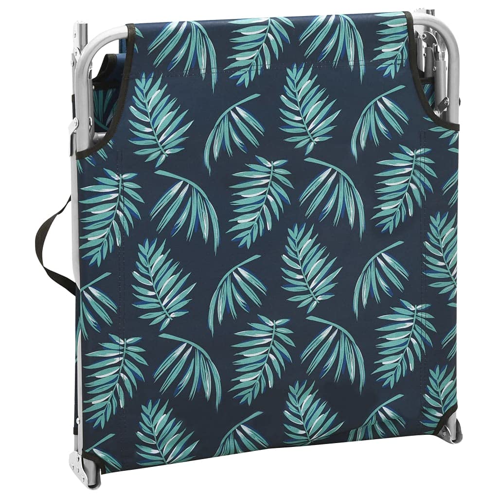 Portable Folding Sun Lounger Chair - Outdoor Poolside Lounge Chair with Steel Frame & Fabric Leaves Print - Perfect for Backyard, Deck, Beach, and Patio Relaxation