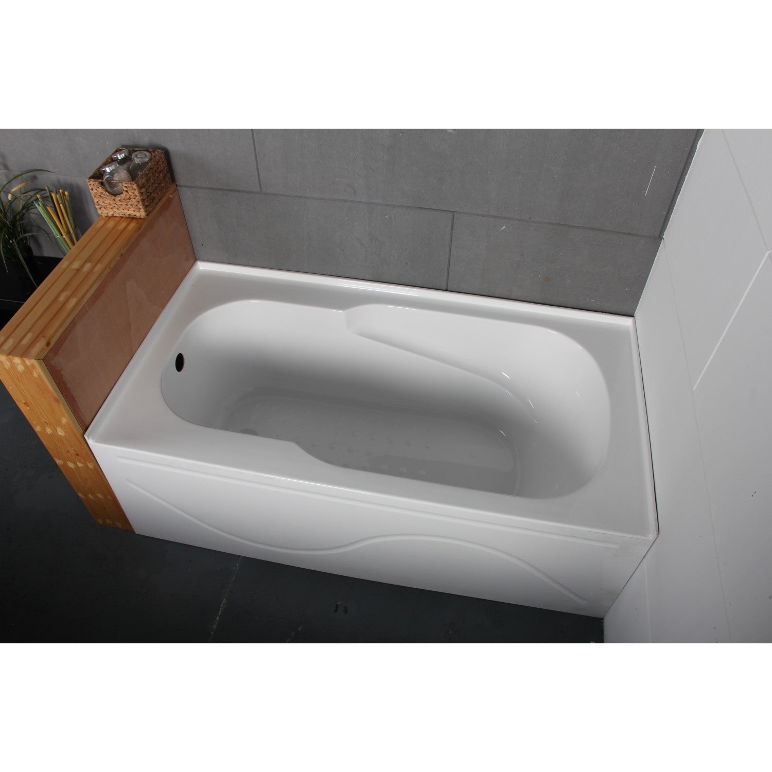 Aqua Eden VTAP603216L 60 Inch Acrylic Rectangular 3-Wall Alcove Bathtub with Anti-Slip Surface & Left Drain - Glossy White for Modern Bathroom & Spa Relaxation