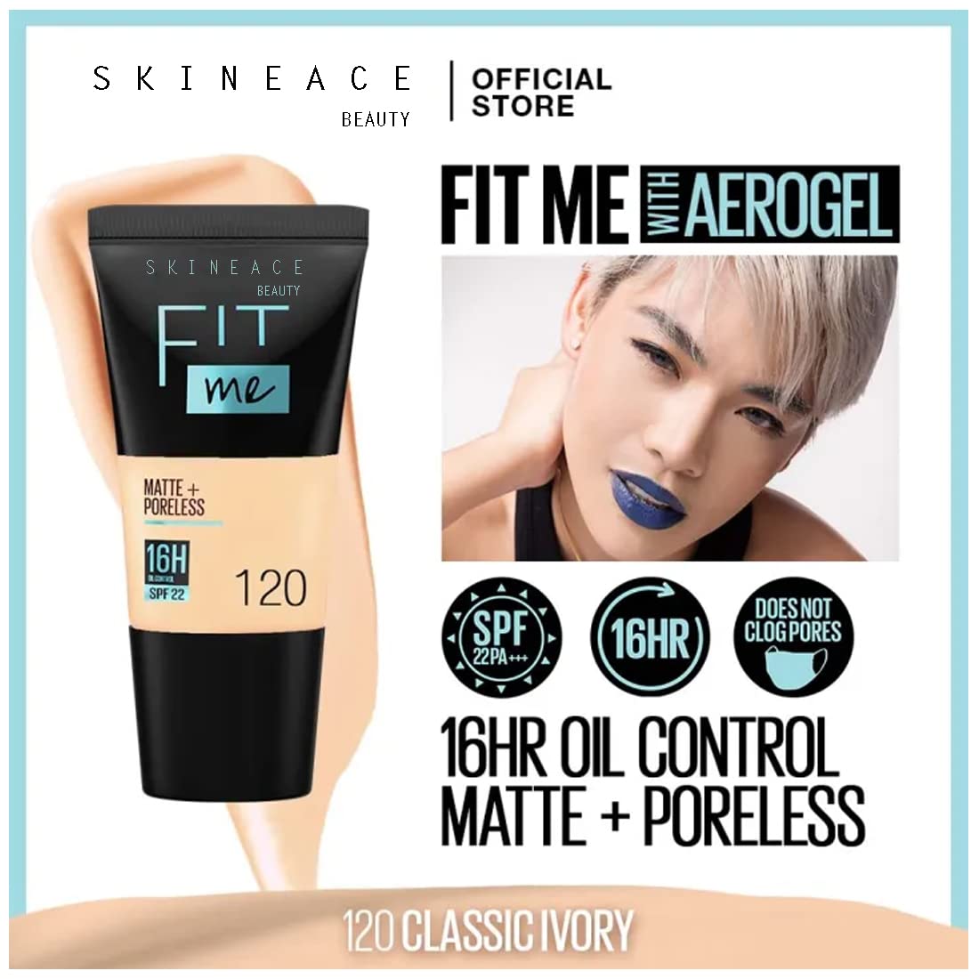 Skineace Beauty 6-in-1 Makeup Combo Kit - Premium Foundation, Makeup Fixer, Matte Primer, Eyeliner Pen, Loose & Compact Powder - Perfect for Daily Makeup & Professional Looks