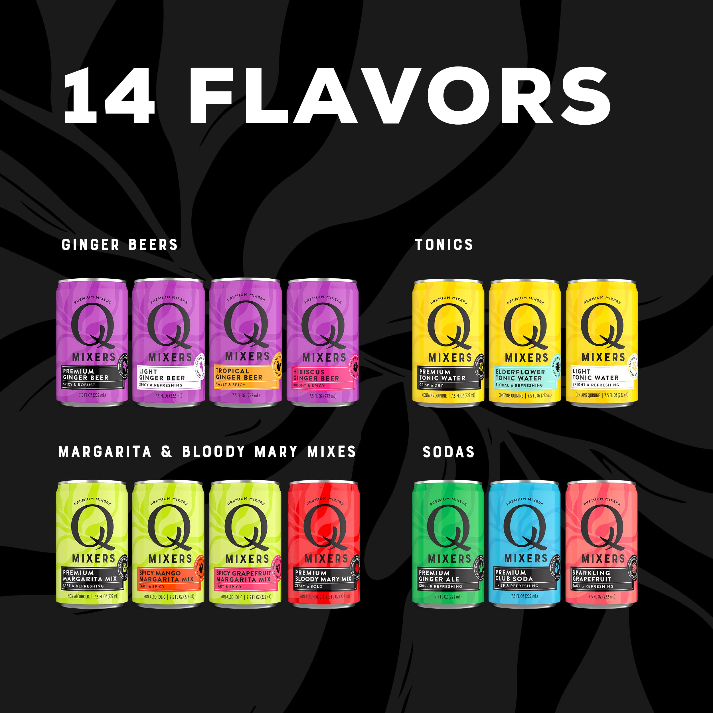 Q Ginger Beer Variety Pack - 12 Cans (7.5 Fl Oz) | Q Original, Tropical & Hibiscus Flavors | All-Natural Ingredients, Perfect Carbonation | Great for Moscow Mule, Dark & Stormy Cocktails & Refreshing Mocktails | Premium Craft Ginger Beer for Parties & Home Bars