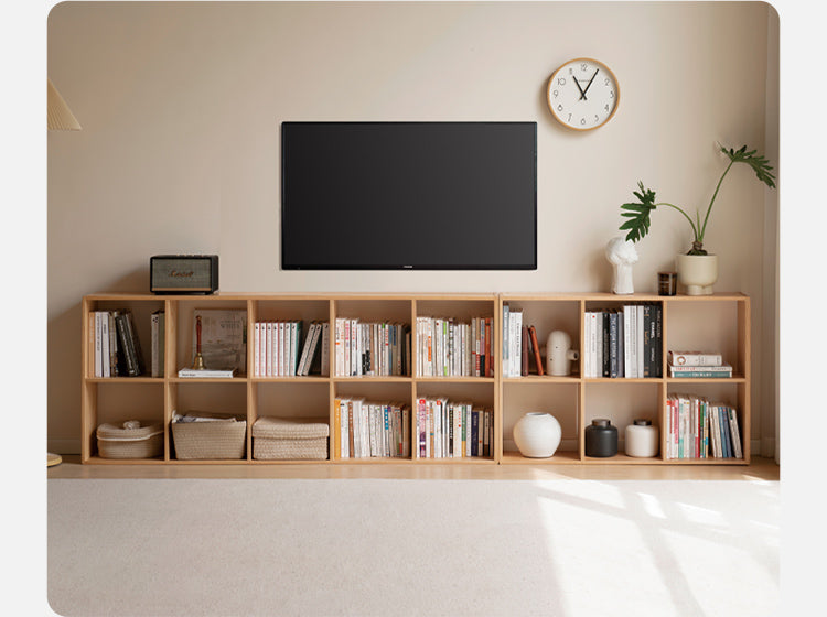 Solid Wood Bookshelf - Beech & Oak Bookcase with Free Combination - Perfect for Home Office, Living Room, and Library Storage