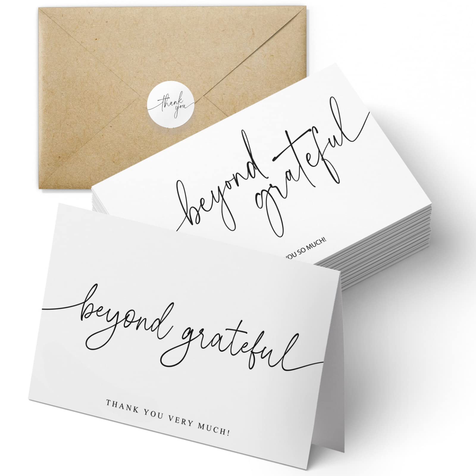 100 Pack Thank You Cards with Kraft Envelopes & Stickers - 4x6 Inch Minimalist Greeting Cards for Business, Baby Shower, Wedding, Graduation - Perfect for Expressing Gratitude in Professional & Personal Occasions
