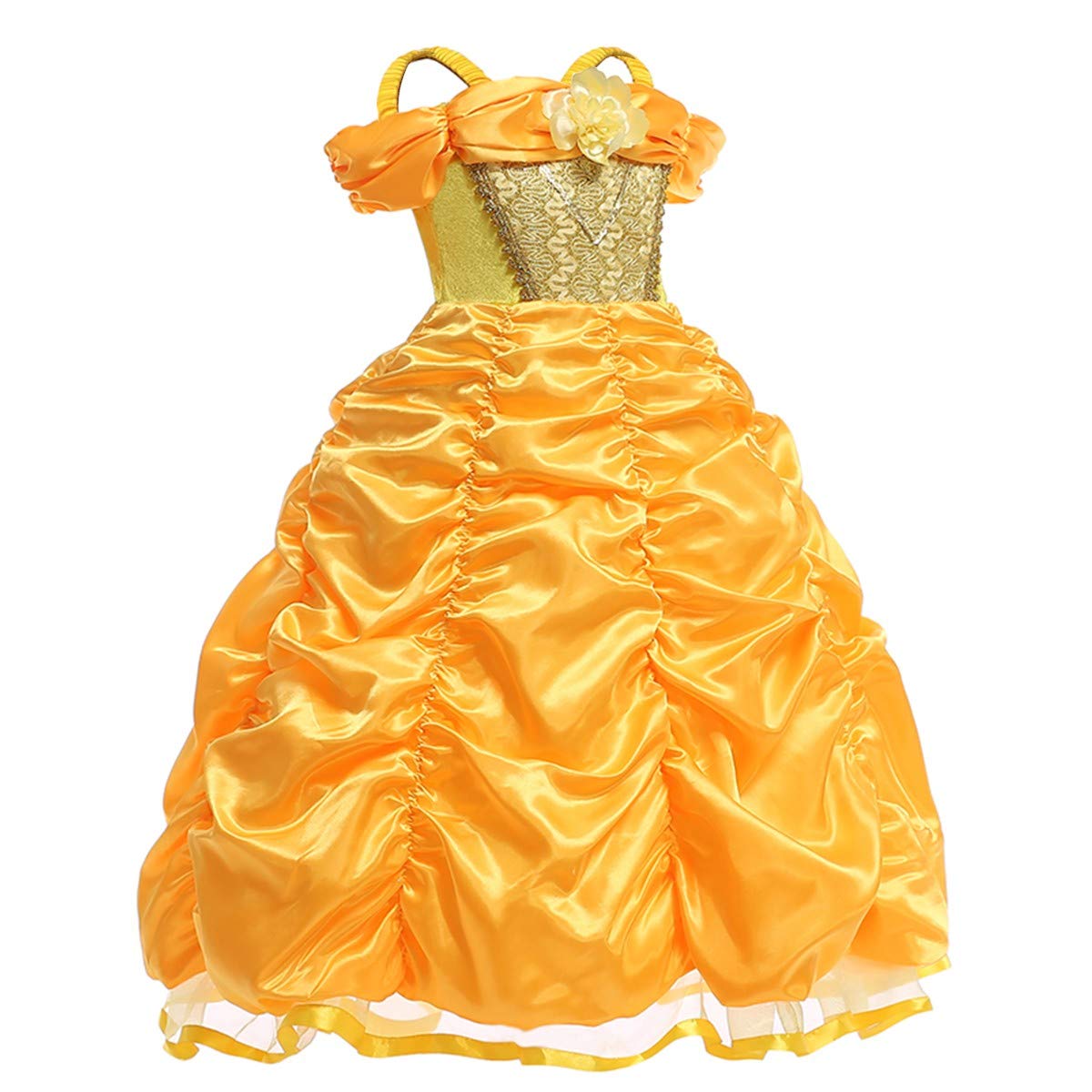 Belle Princess Dress Up Costume for Girls - Beauty and The Beast Inspired Halloween, Christmas & Birthday Party Gown with Accessories - Perfect for Dress Up, Cosplay & Special Occasions