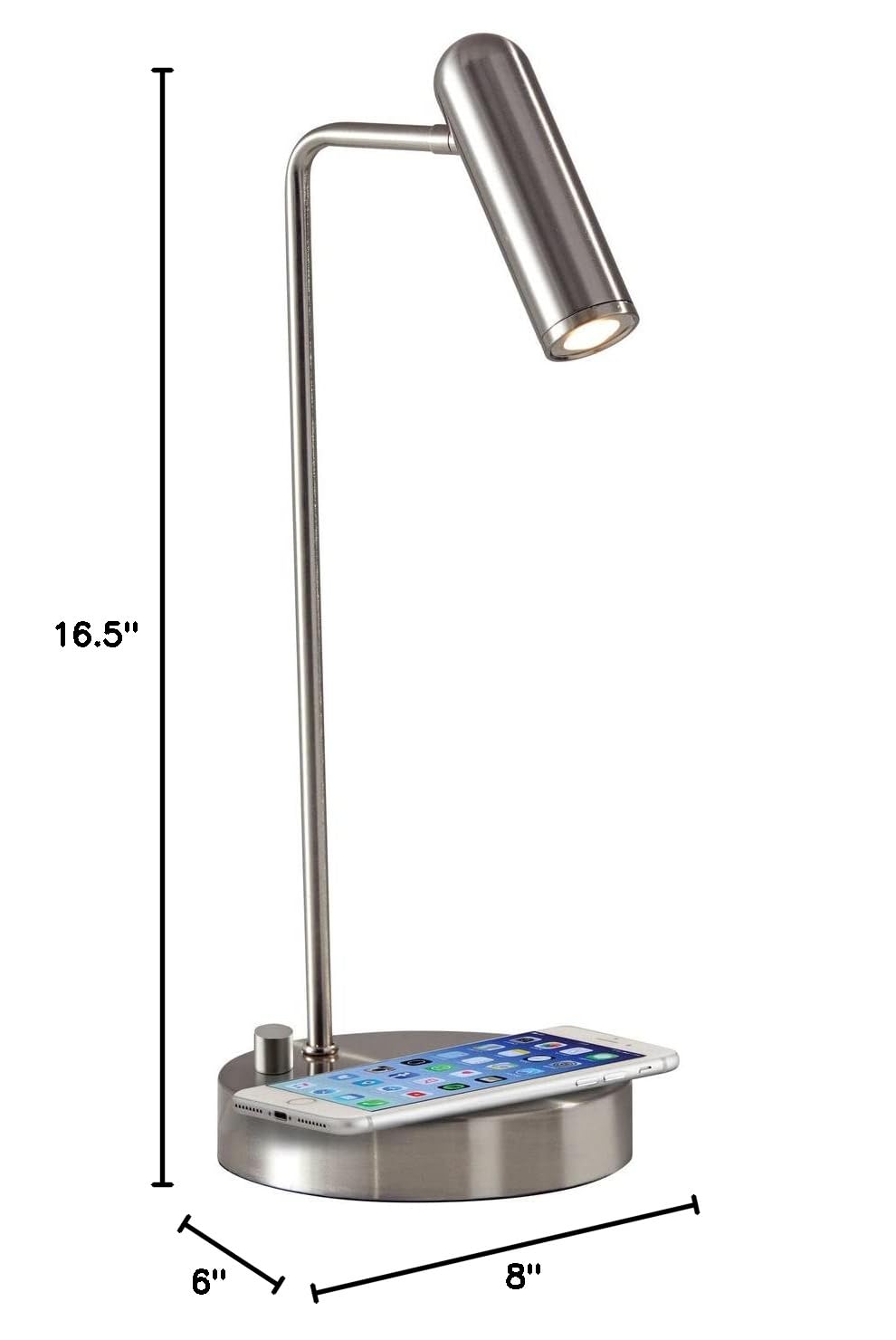 Adesso 3162-22 Kaye LED Desk Lamp with Wireless Charger - 7W Energy Efficient LED Light, 5W Qi Wireless Charging & USB Port - Perfect for Home Office, Study Room & Bedside Nightstand Lighting