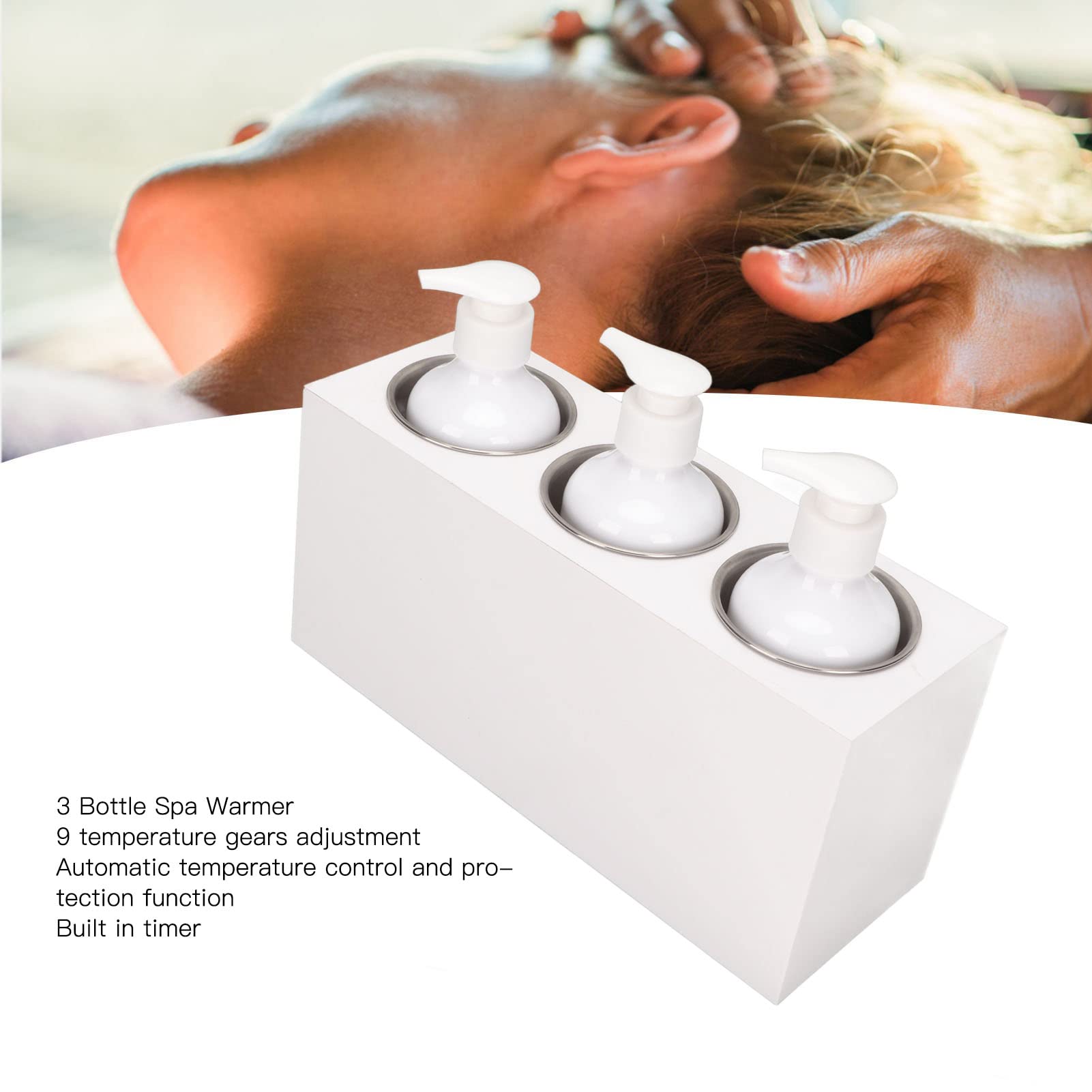 FOSA Professional Massage Oil Warmer with Timer - 3 Bottle Lotion Cream Heater, 9 Temperature Settings for Salon & Spa Use - Perfect for Deep Tissue, Swedish, and Hot Stone Massage Therapies