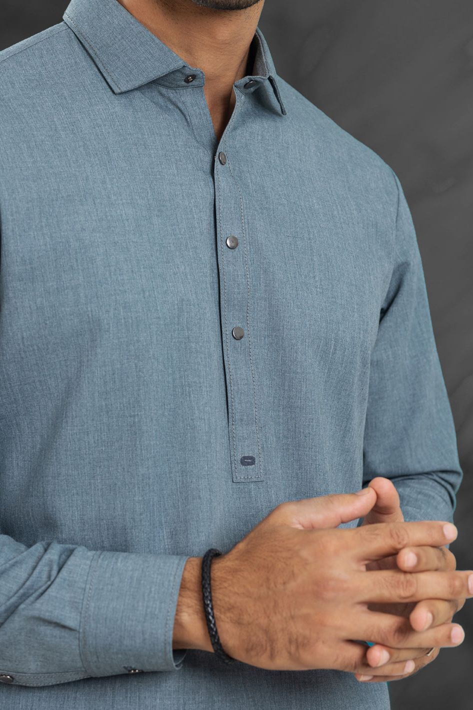 Premium Blended Grey Shalwar Kameez for Men - Wasim Akram Collection by Almirah - Perfect for Eid, Weddings & Special Occasions