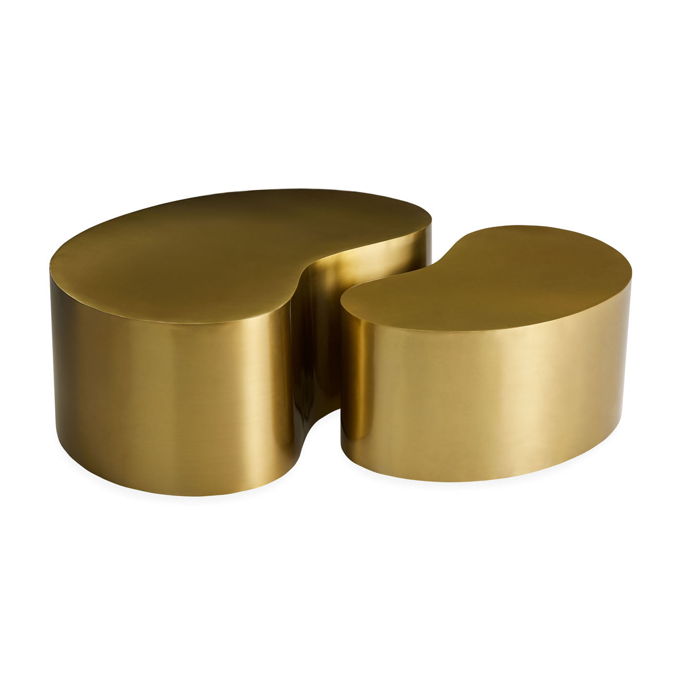 Premium Brass Kidney-Shaped Side Table Set - Elegant Home Decor for Living Room, Bedroom & Office